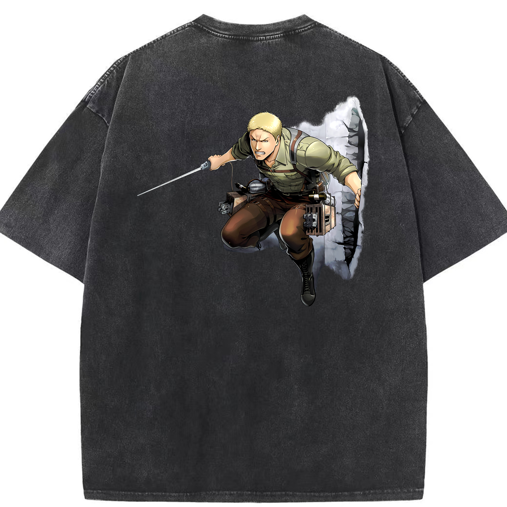 （画像用） 進撃の巨人 ライナー・ブラウン Attack on Titan Reiner Braun 綿100% ヴィンテージ風 半袖Tシャツ（背面プリント）