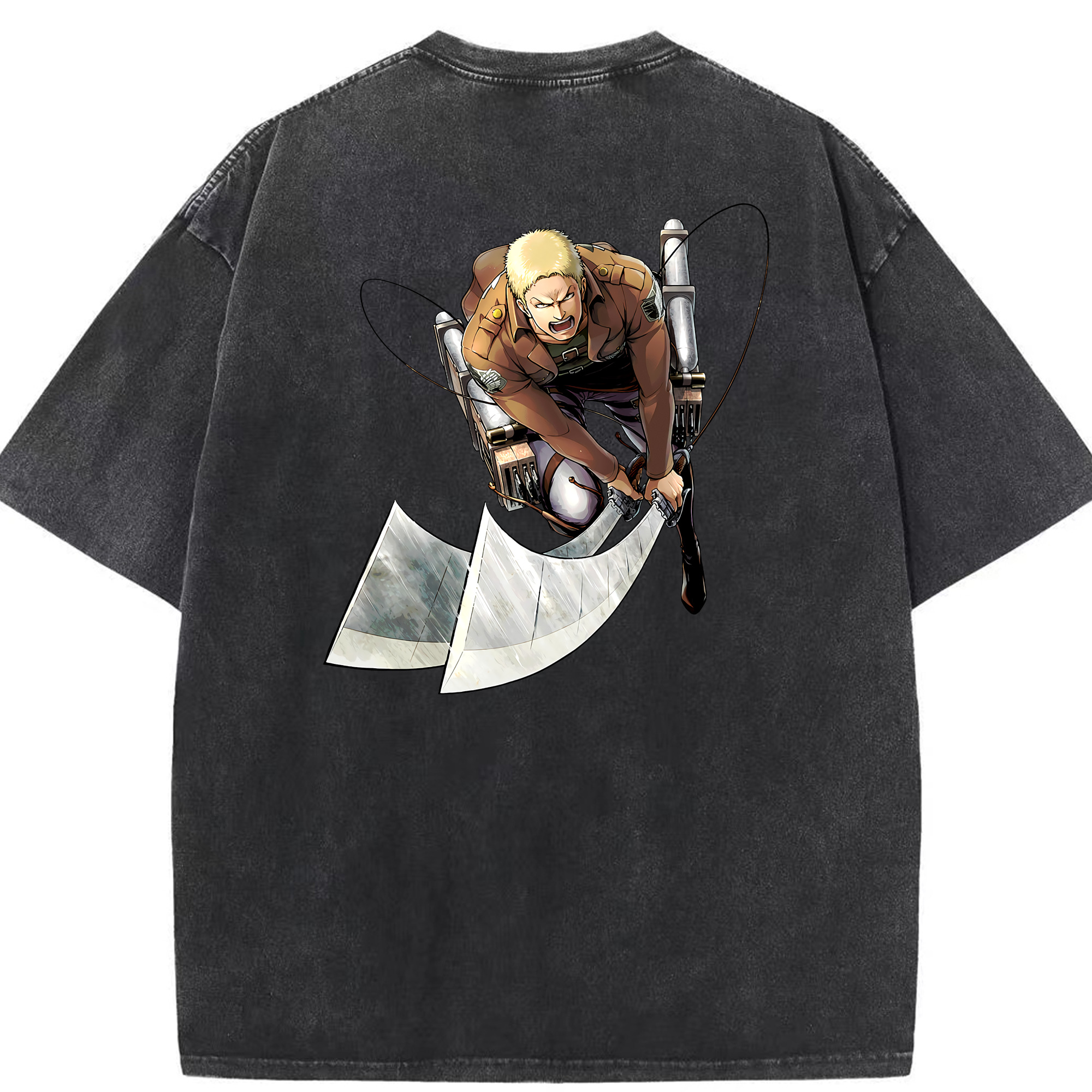 （画像用） 進撃の巨人 ライナー・ブラウン Attack on Titan Reiner Braun 綿100% ヴィンテージ風 半袖Tシャツ（背面プリント）