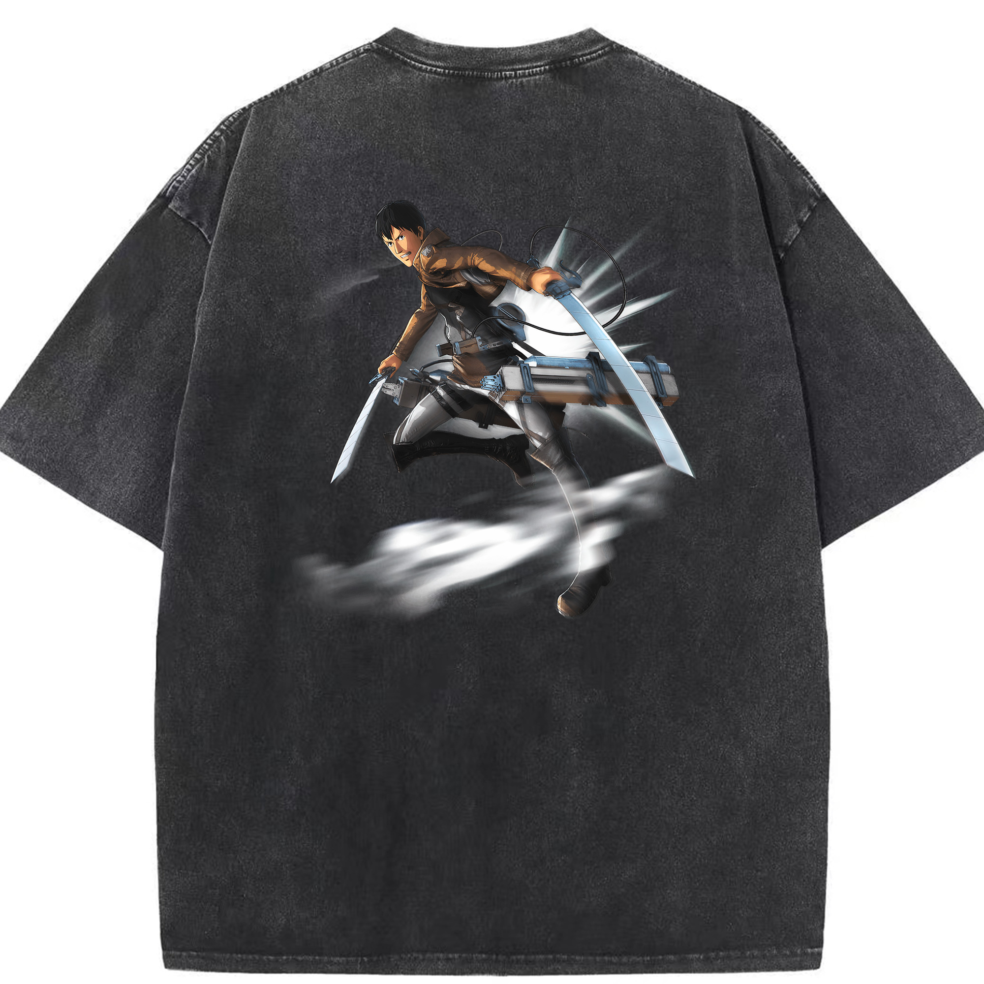（画像用） 進撃の巨人 ベルトルト・フーバー Attack on Titan Bertholdt Hoover 綿100% ヴィンテージ風 半袖Tシャツ（背面プリント）