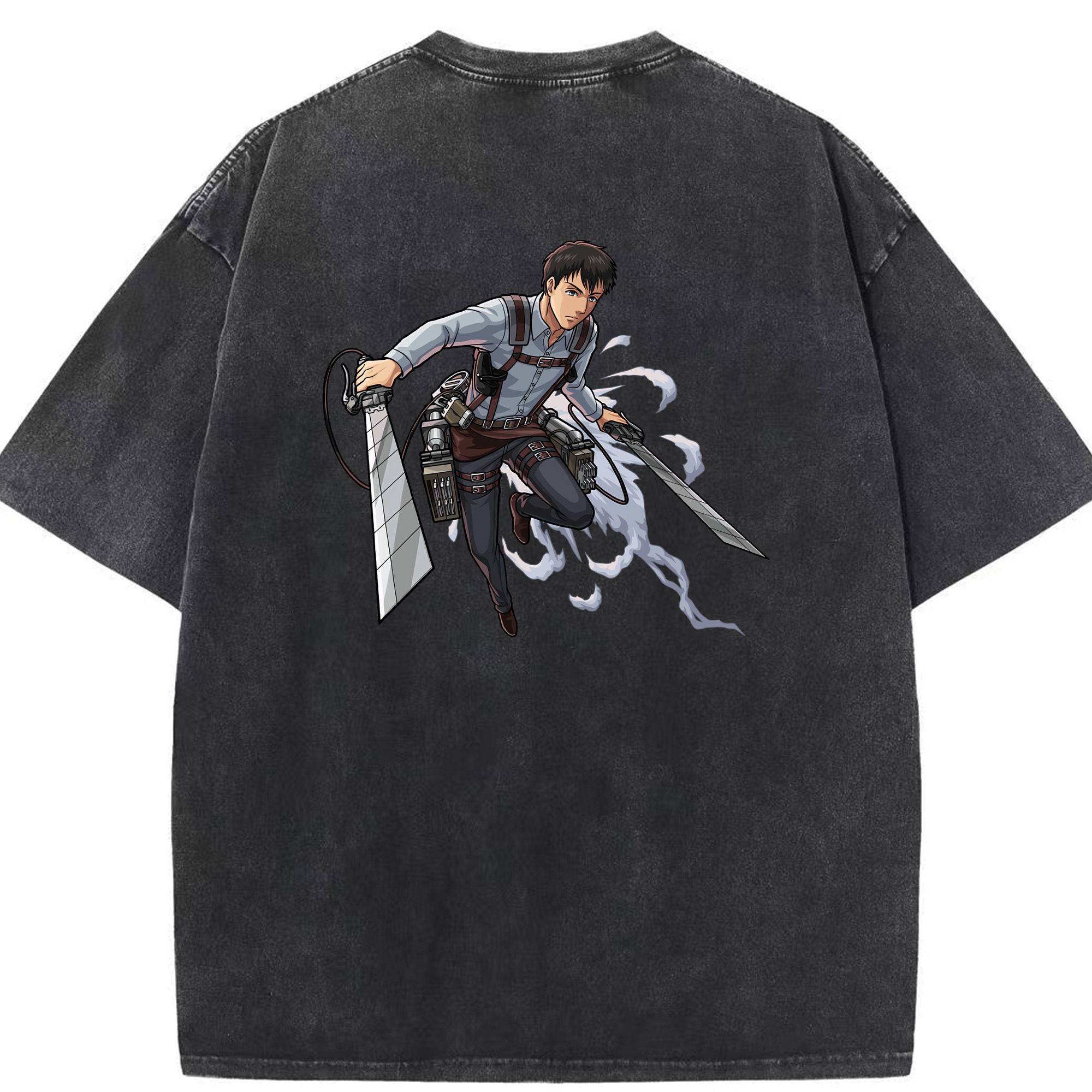 （画像用） 進撃の巨人 ベルトルト・フーバー Attack on Titan Bertholdt Hoover 綿100% ヴィンテージ風 半袖Tシャツ（背面プリント）