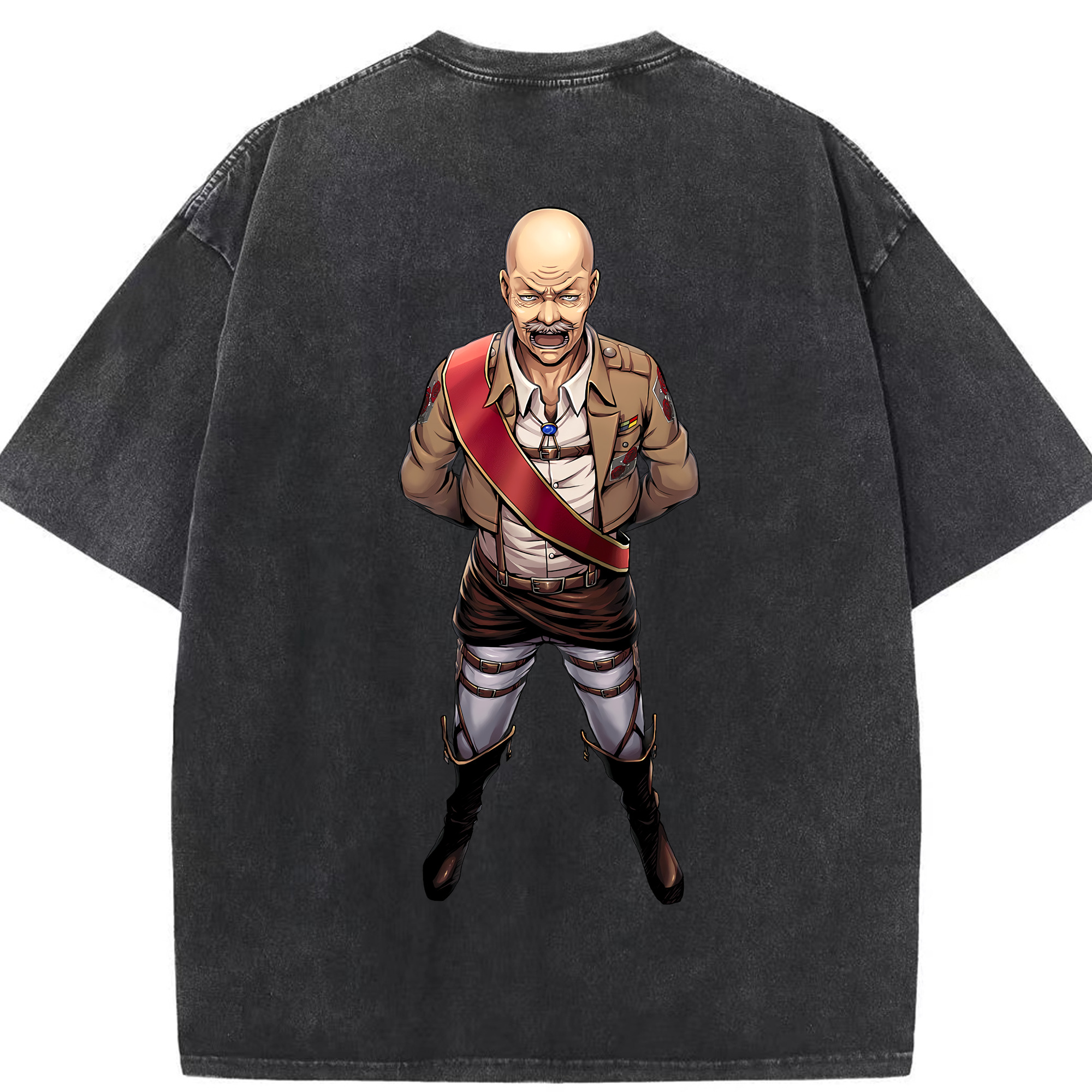 （画像用） 進撃の巨人 ドット·ピクシス Attack on Titan Dot Pixis 綿100% ヴィンテージ風 半袖Tシャツ（背面プリント）