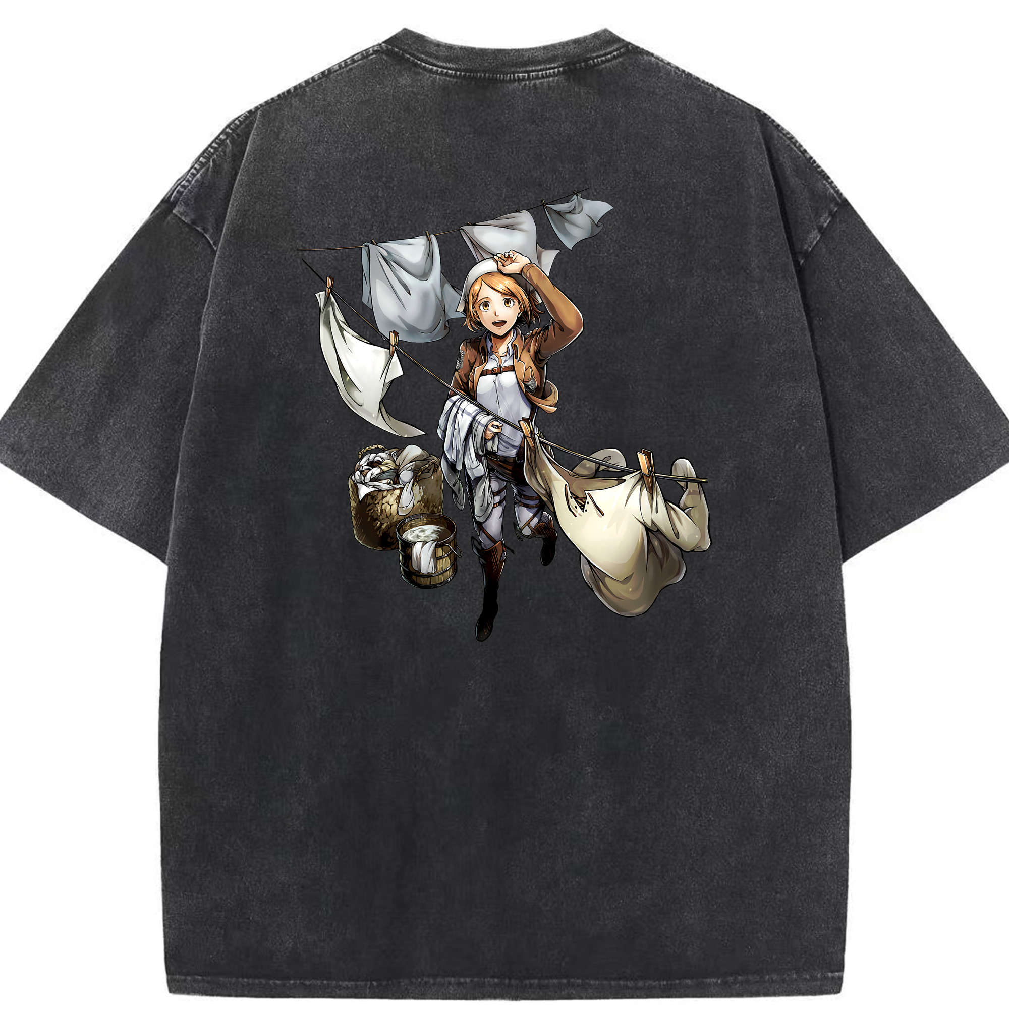 （画像用） 進撃の巨人 ペトラ·ラル Attack on Titan Petra Rall 綿100% ヴィンテージ風 半袖Tシャツ（背面プリント）