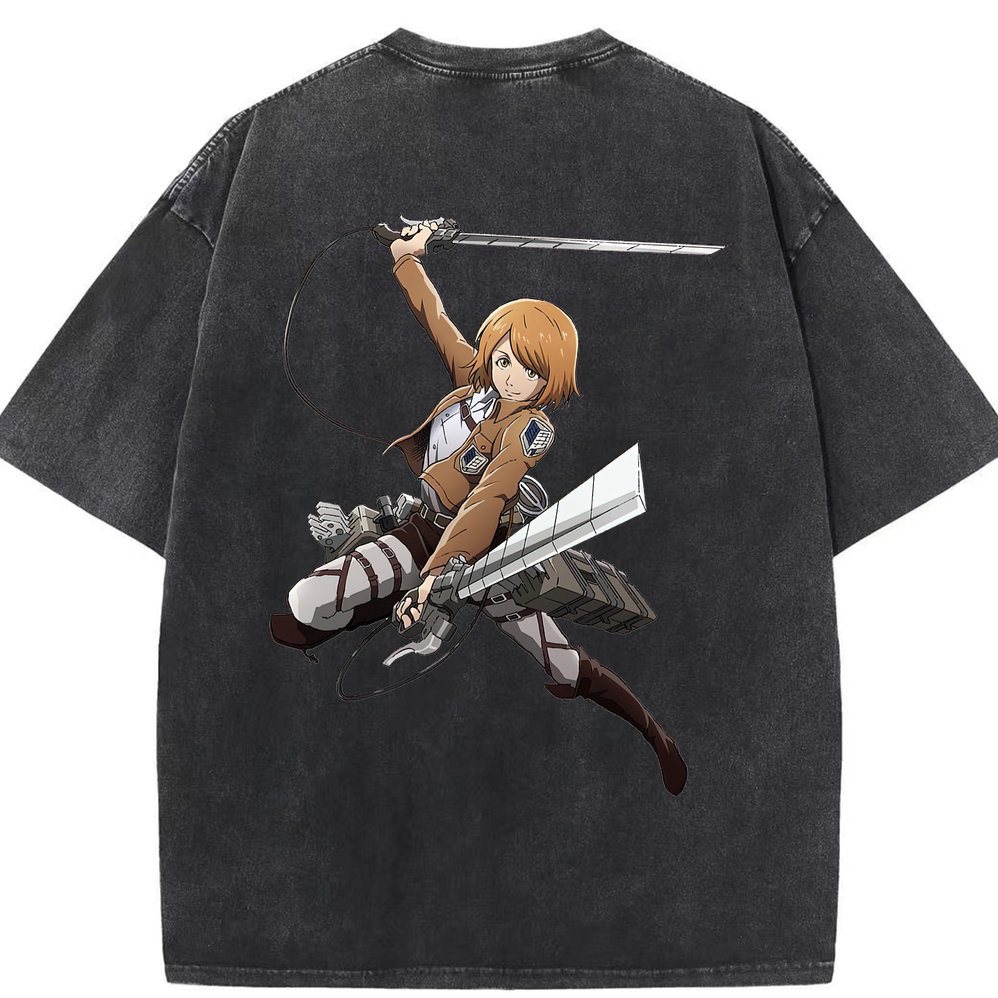 （画像用） 進撃の巨人 ペトラ·ラル Attack on Titan Petra Rall 綿100% ヴィンテージ風 半袖Tシャツ（背面プリント）