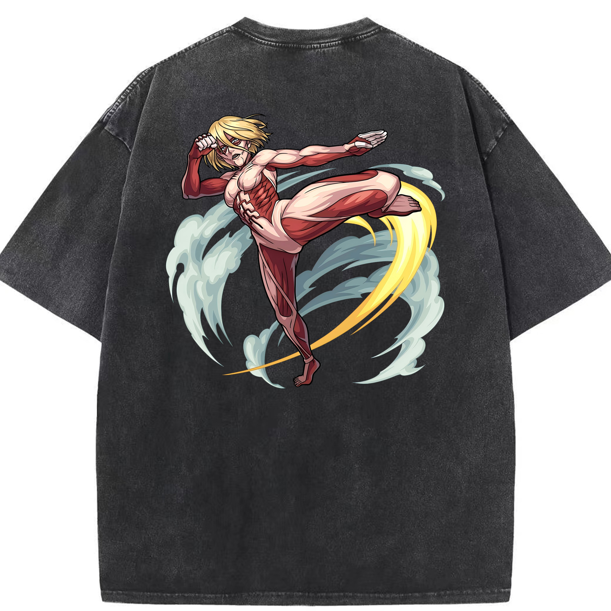 （画像用） 進撃の巨人 Attack on Titan 綿100% ヴィンテージ風 半袖Tシャツ（背面プリント）