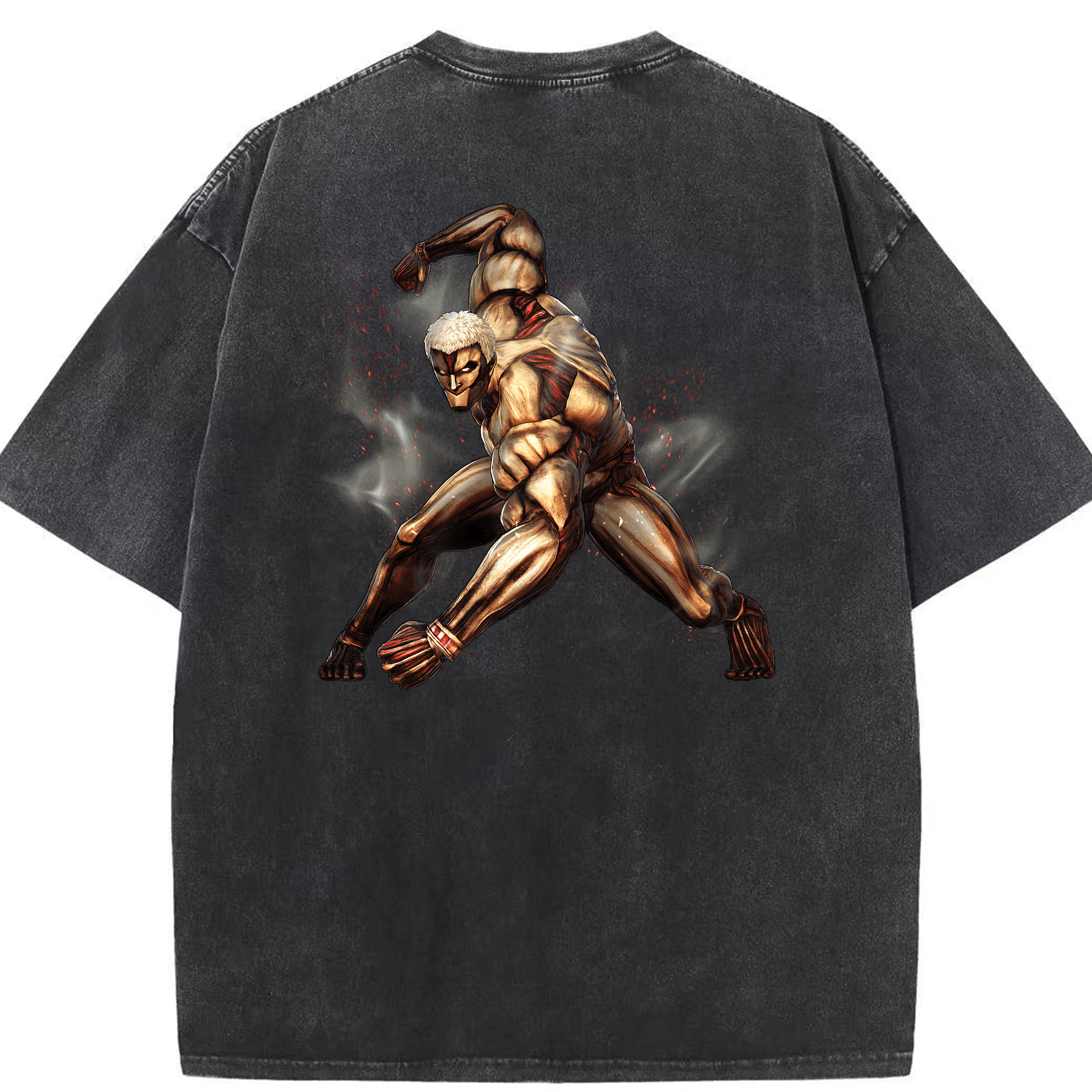 （画像用） 進撃の巨人 Attack on Titan 綿100% ヴィンテージ風 半袖Tシャツ（背面プリント）