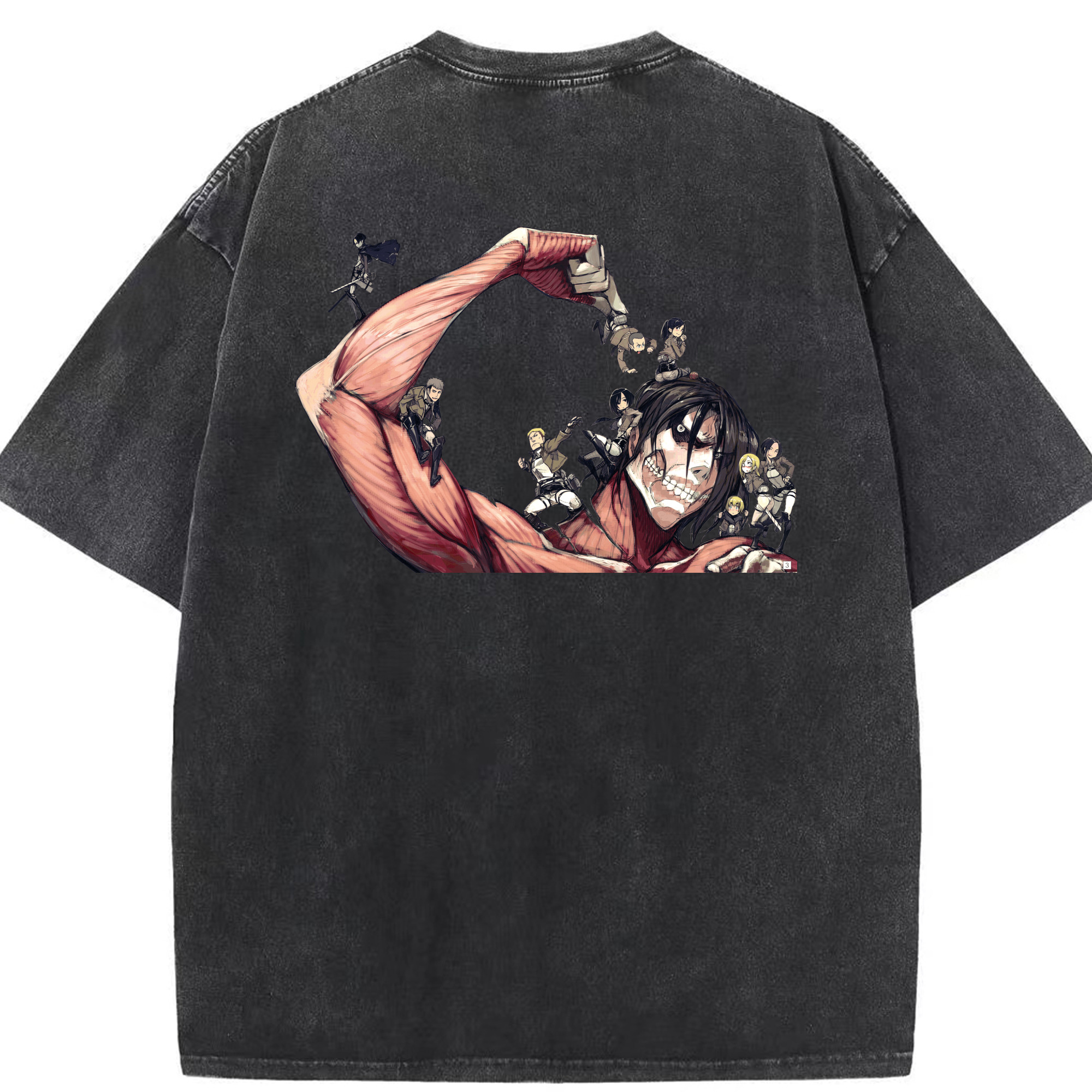 （画像用） 進撃の巨人 Attack on Titan 綿100% ヴィンテージ風 半袖Tシャツ（背面プリント）