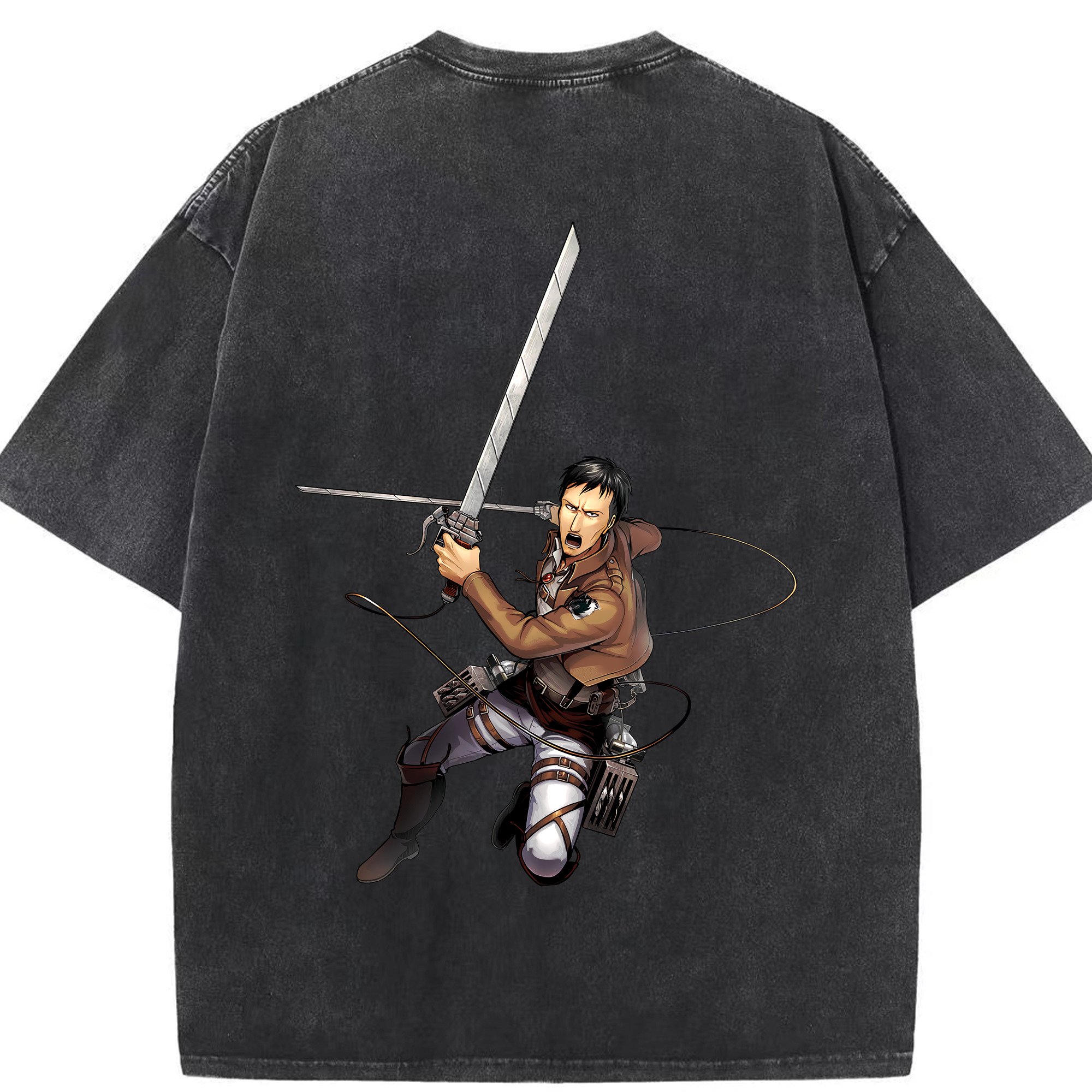 （画像用） 進撃の巨人 Attack on Titan 綿100% ヴィンテージ風 半袖Tシャツ（背面プリント）