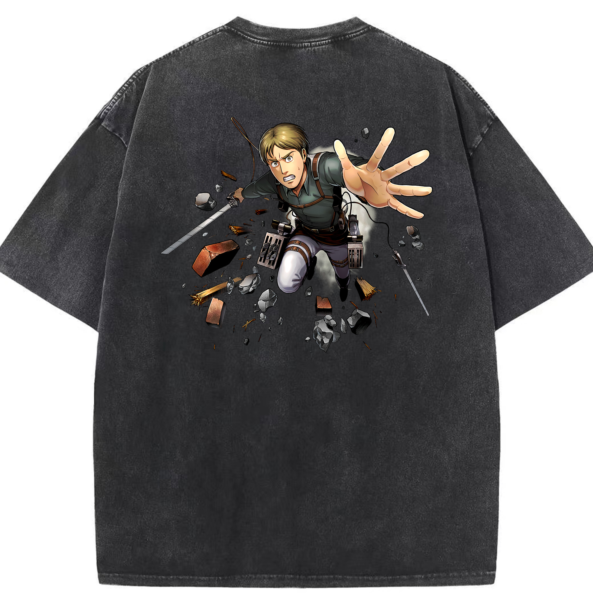 （画像用） 進撃の巨人 Attack on Titan 綿100% ヴィンテージ風 半袖Tシャツ（背面プリント）