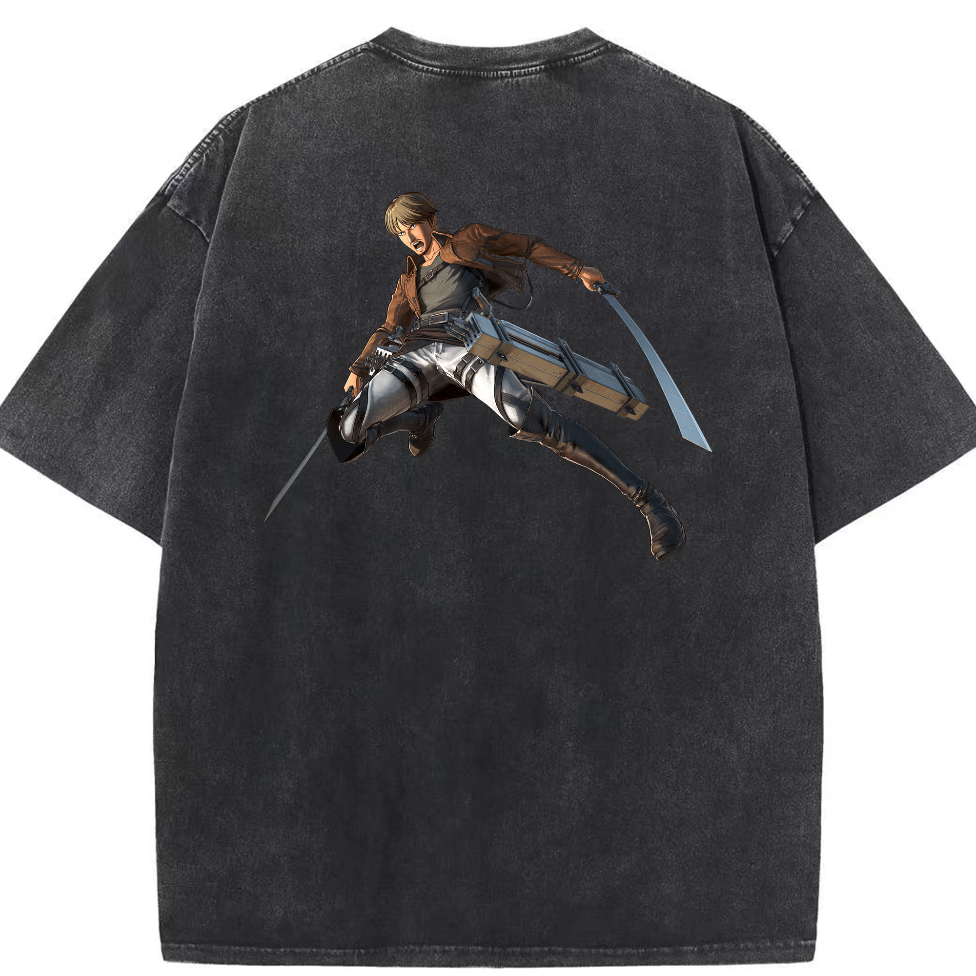 （画像用） 進撃の巨人 Attack on Titan 綿100% ヴィンテージ風 半袖Tシャツ（背面プリント）