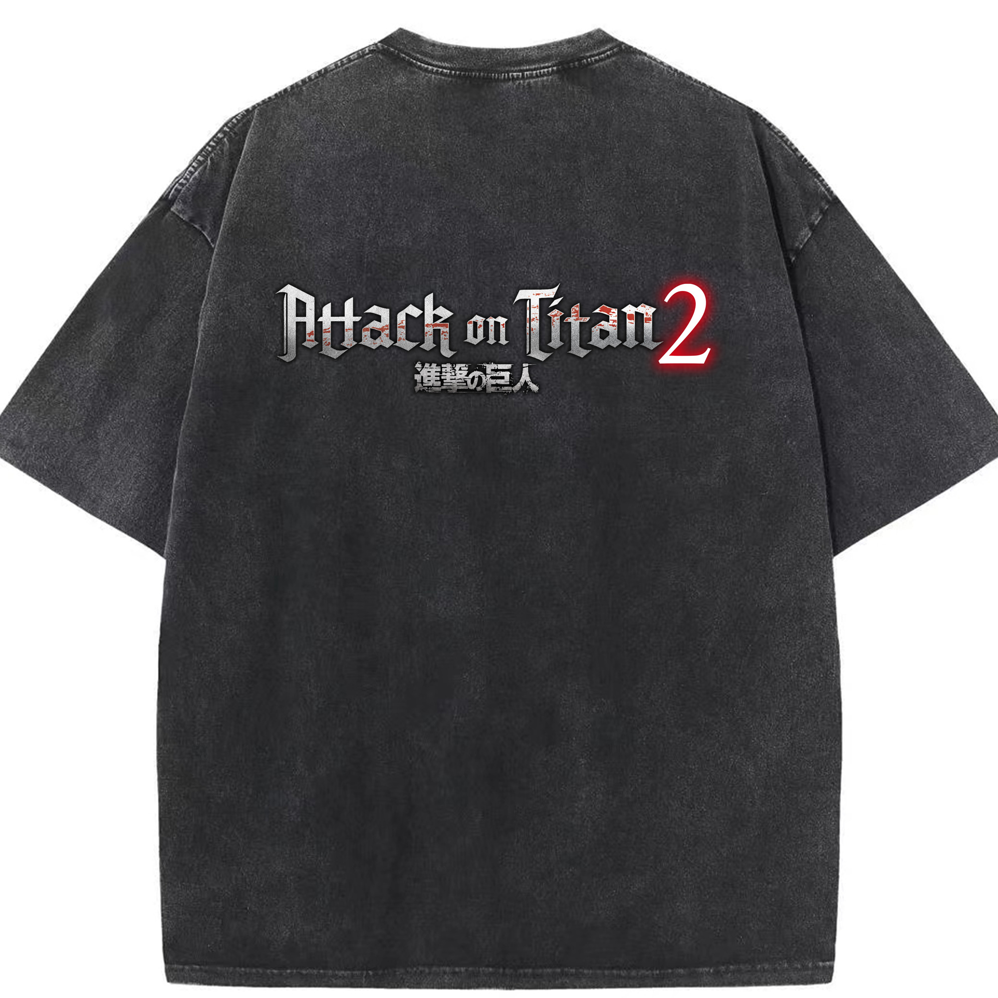 （画像用） 進撃の巨人 Attack on Titan 綿100% ヴィンテージ風 半袖Tシャツ（背面プリント）