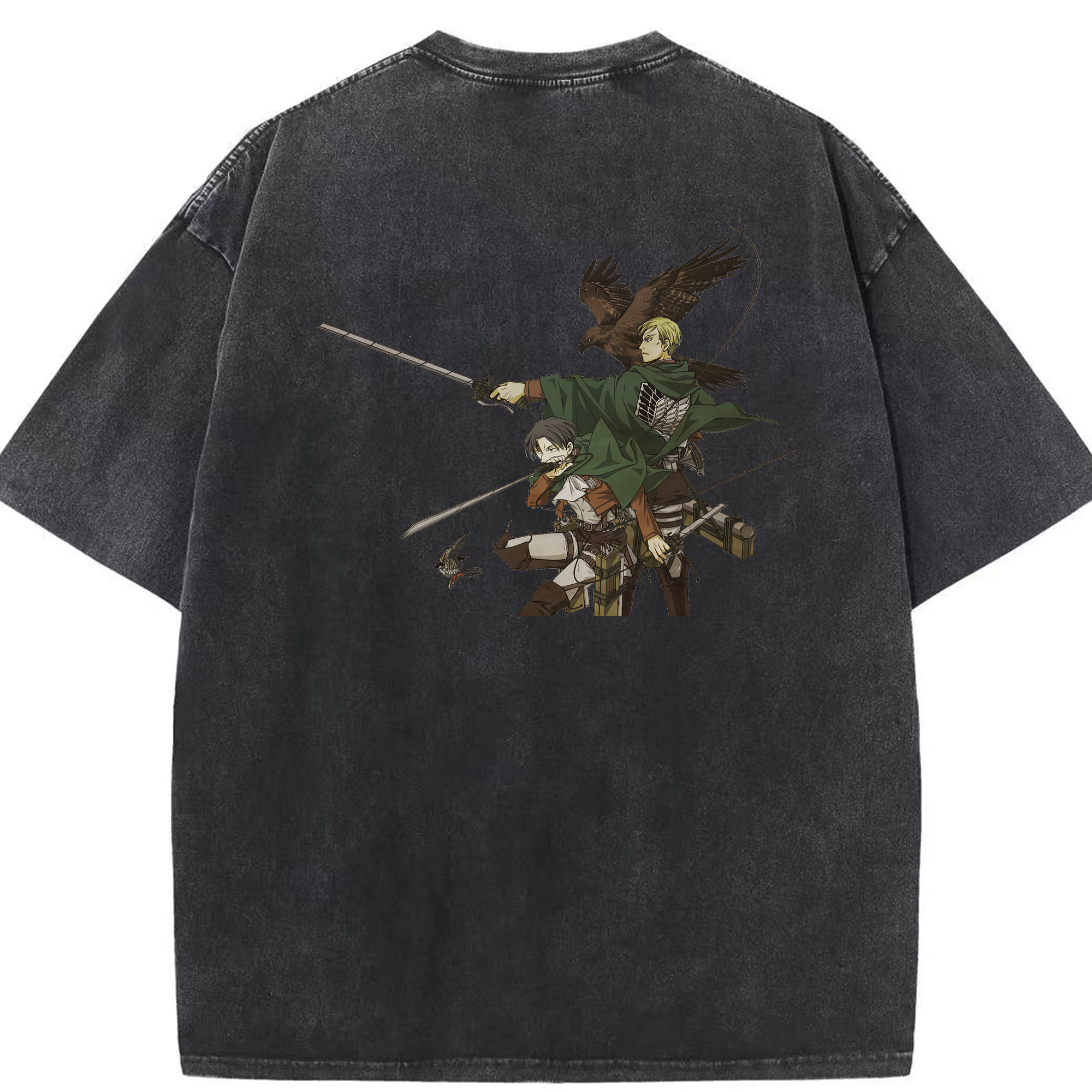 （画像用） 進撃の巨人 Attack on Titan 綿100% ヴィンテージ風 半袖Tシャツ（背面プリント）