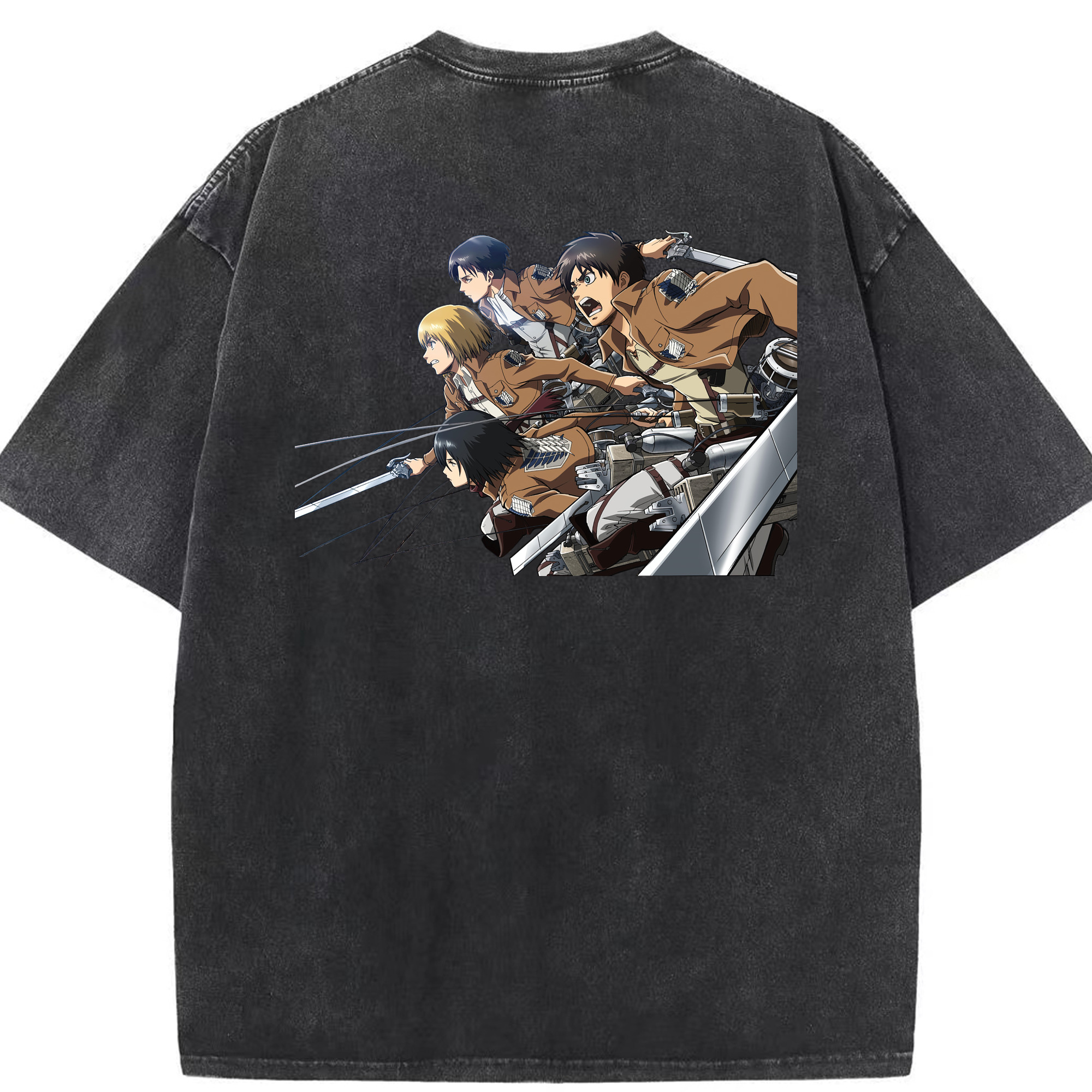 （画像用） 進撃の巨人 Attack on Titan 綿100% ヴィンテージ風 半袖Tシャツ（背面プリント）