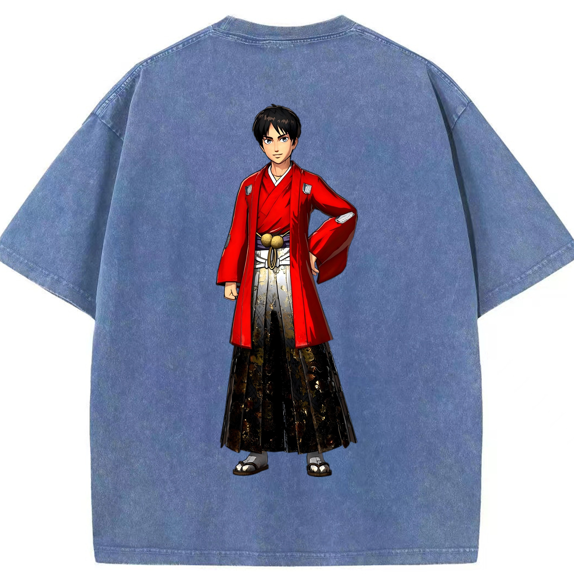 （画像用） 進撃の巨人 エレン･イェーガー Attack on Titan Eren Jäger 綿100% ヴィンテージ風 半袖Tシャツ（背面プリント）