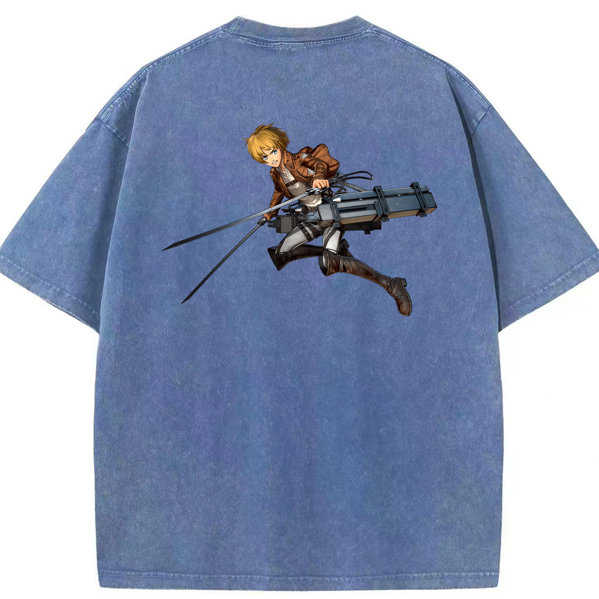 （画像用） 進撃の巨人 アルミン·アルレルト Attack on Titan Armin Arlert 綿100% ヴィンテージ風 半袖Tシャツ（背面プリント）