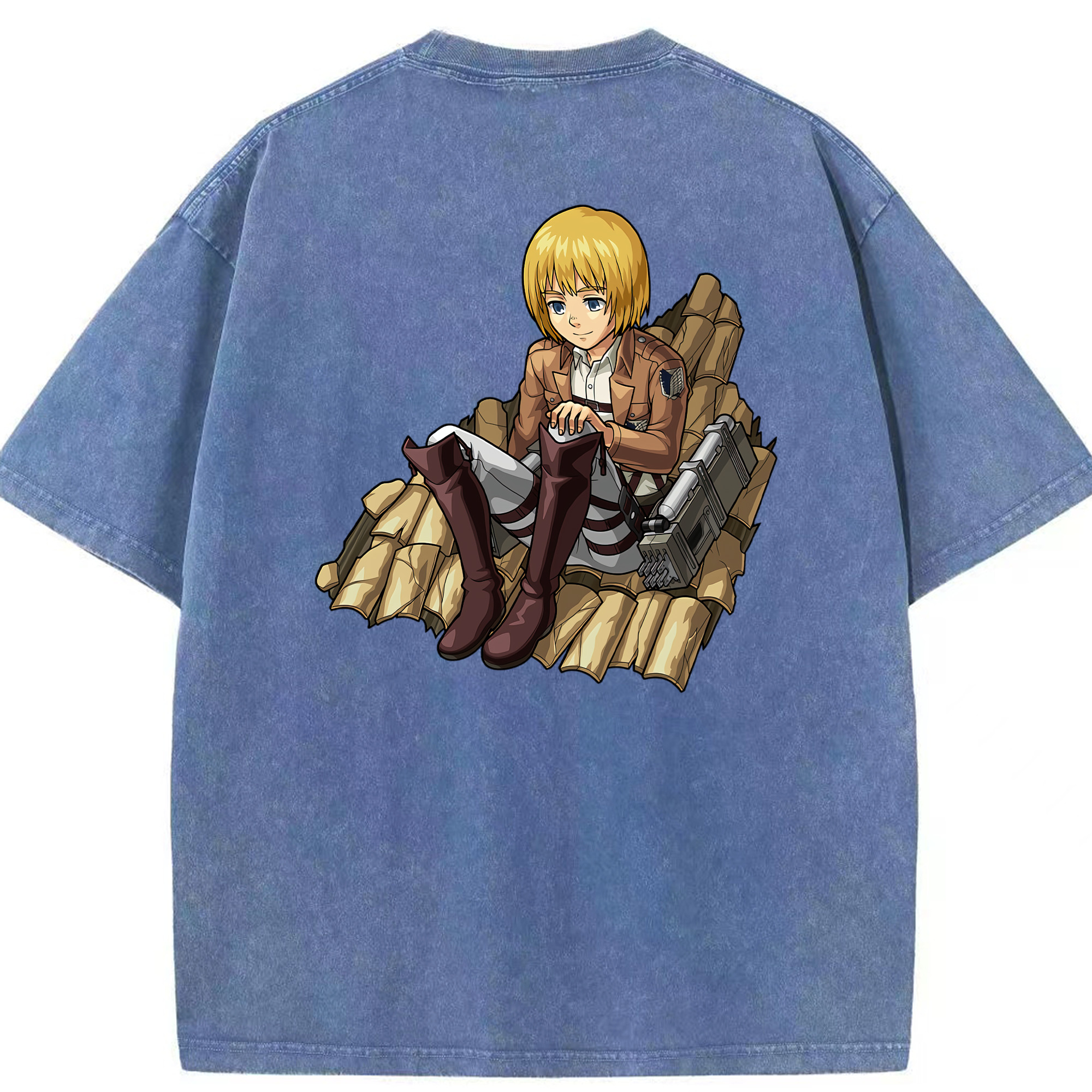 （画像用） 進撃の巨人 アルミン·アルレルト Attack on Titan Armin Arlert 綿100% ヴィンテージ風 半袖Tシャツ（背面プリント）