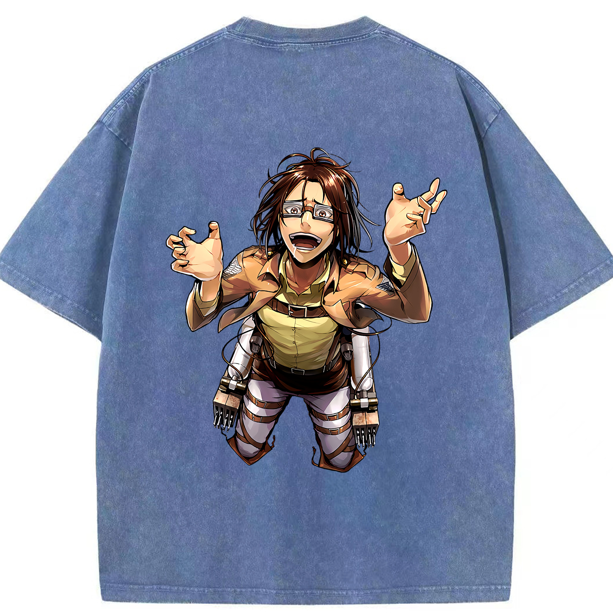 （画像用） 進撃の巨人 ハンジ·ゾエ Attack on Titan Hanji Zoe 綿100% ヴィンテージ風 半袖Tシャツ（背面プリント）