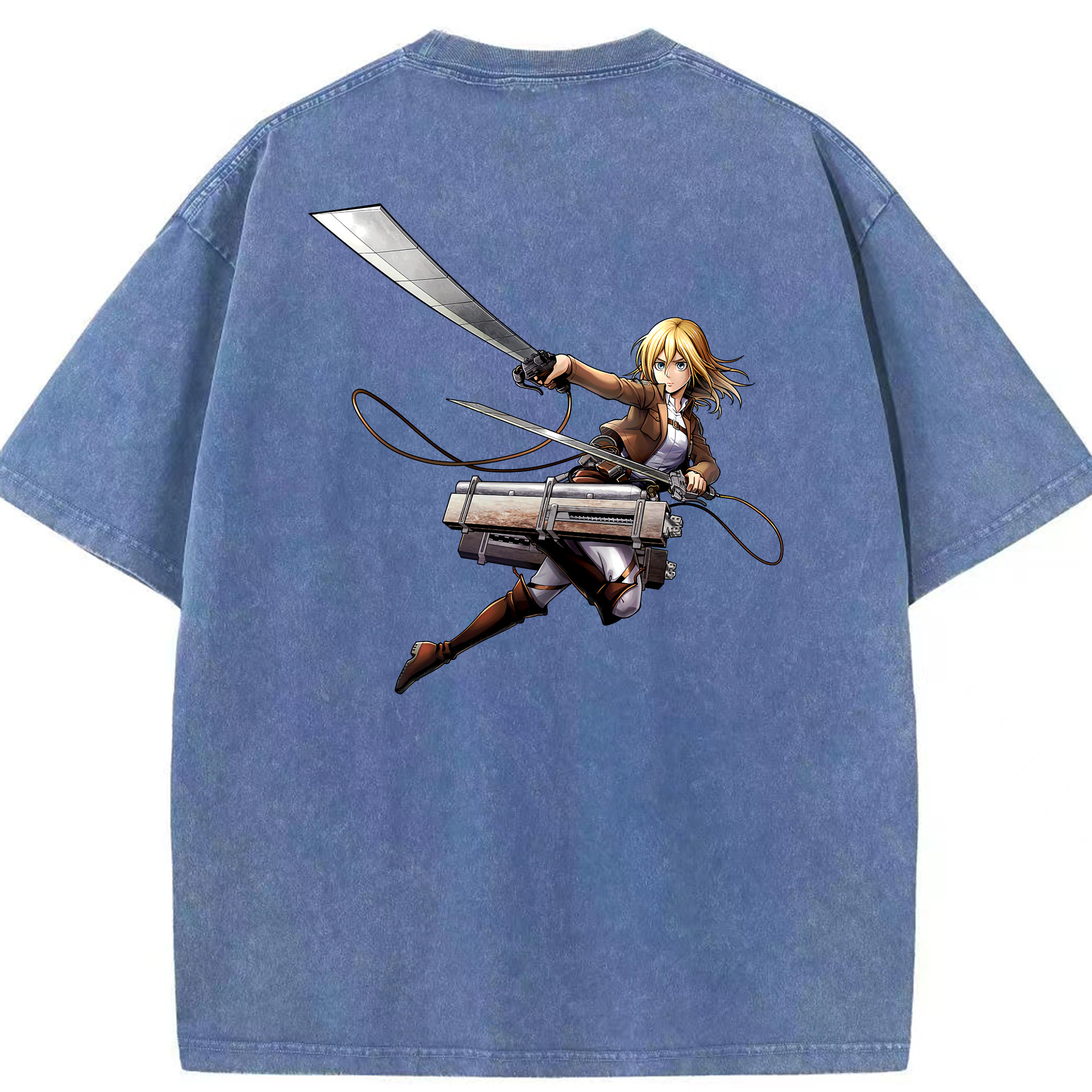 （画像用） 進撃の巨人 クリスタ·レンズ Attack on Titan Christa Lenz 綿100% ヴィンテージ風 半袖Tシャツ（背面プリント）