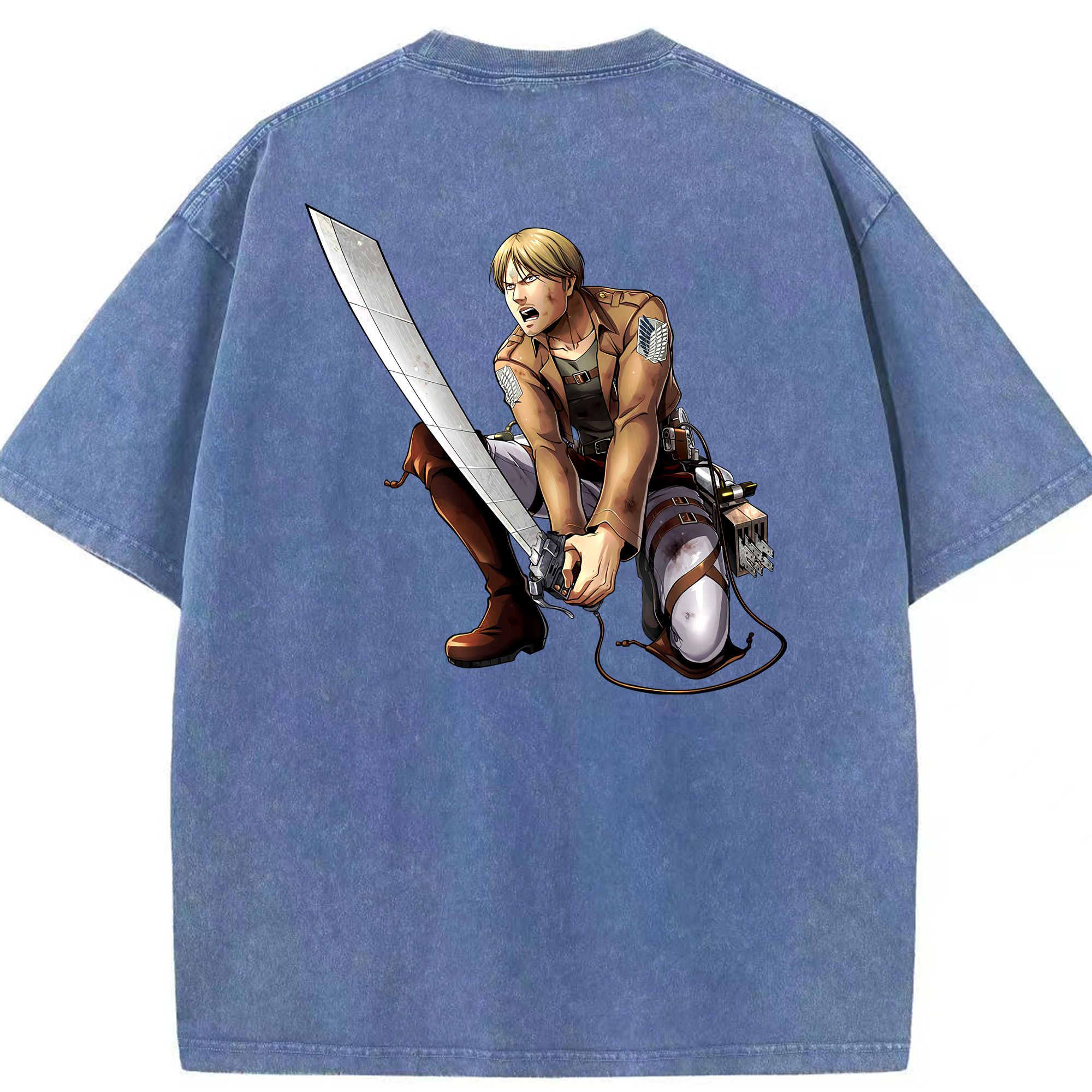（画像用） 進撃の巨人 ミケ·ザカリアス Attack on Titan Mike Zakarius 綿100% ヴィンテージ風 半袖Tシャツ（背面プリント）
