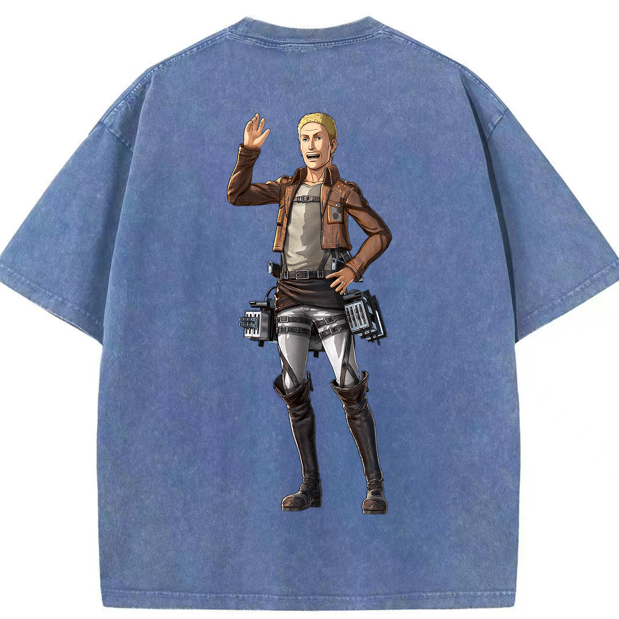 （画像用） 進撃の巨人 ハンネス Attack on Titan Hannes 綿100% ヴィンテージ風 半袖Tシャツ（背面プリント）