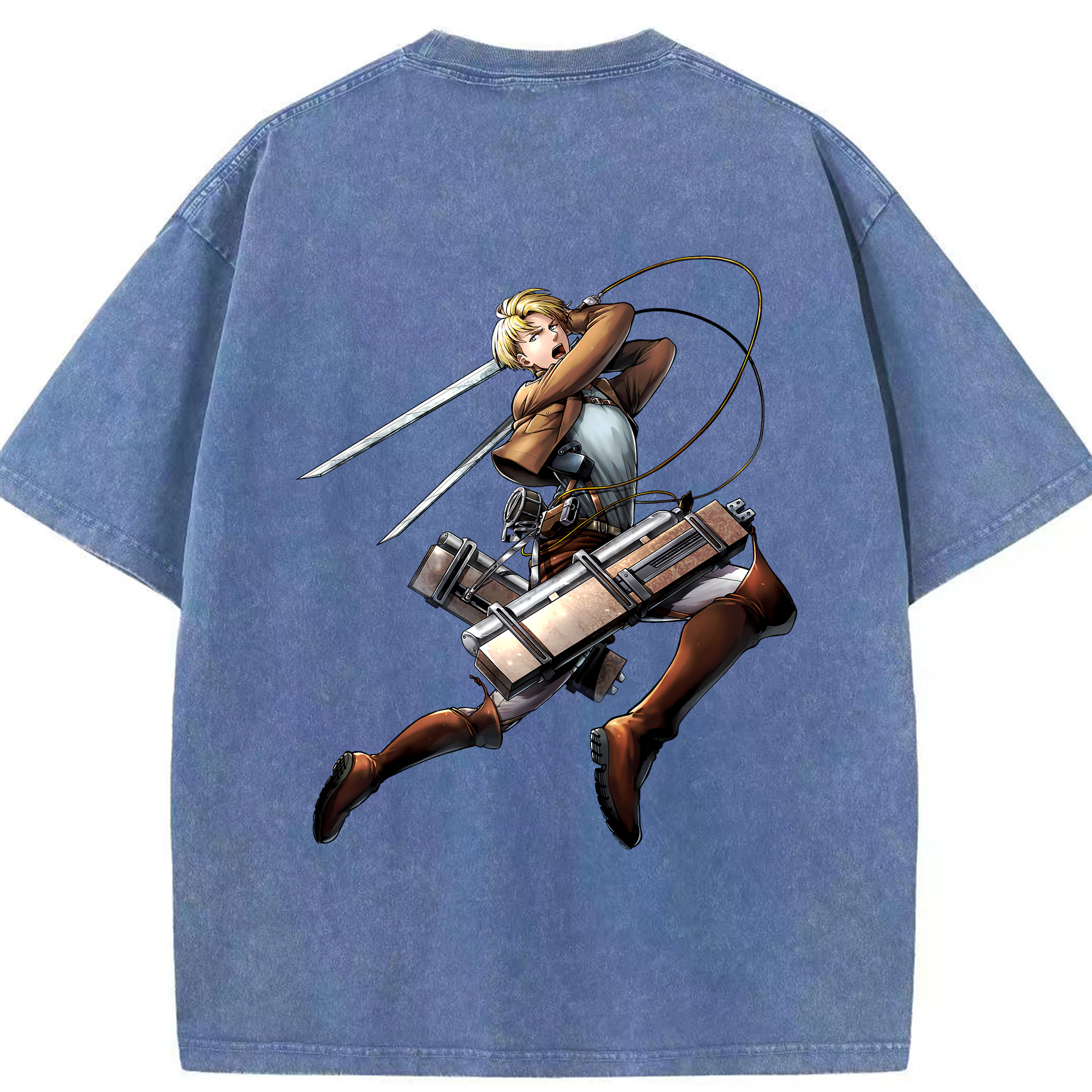 （画像用） 進撃の巨人 Attack on Titan 綿100% ヴィンテージ風 半袖Tシャツ（背面プリント）