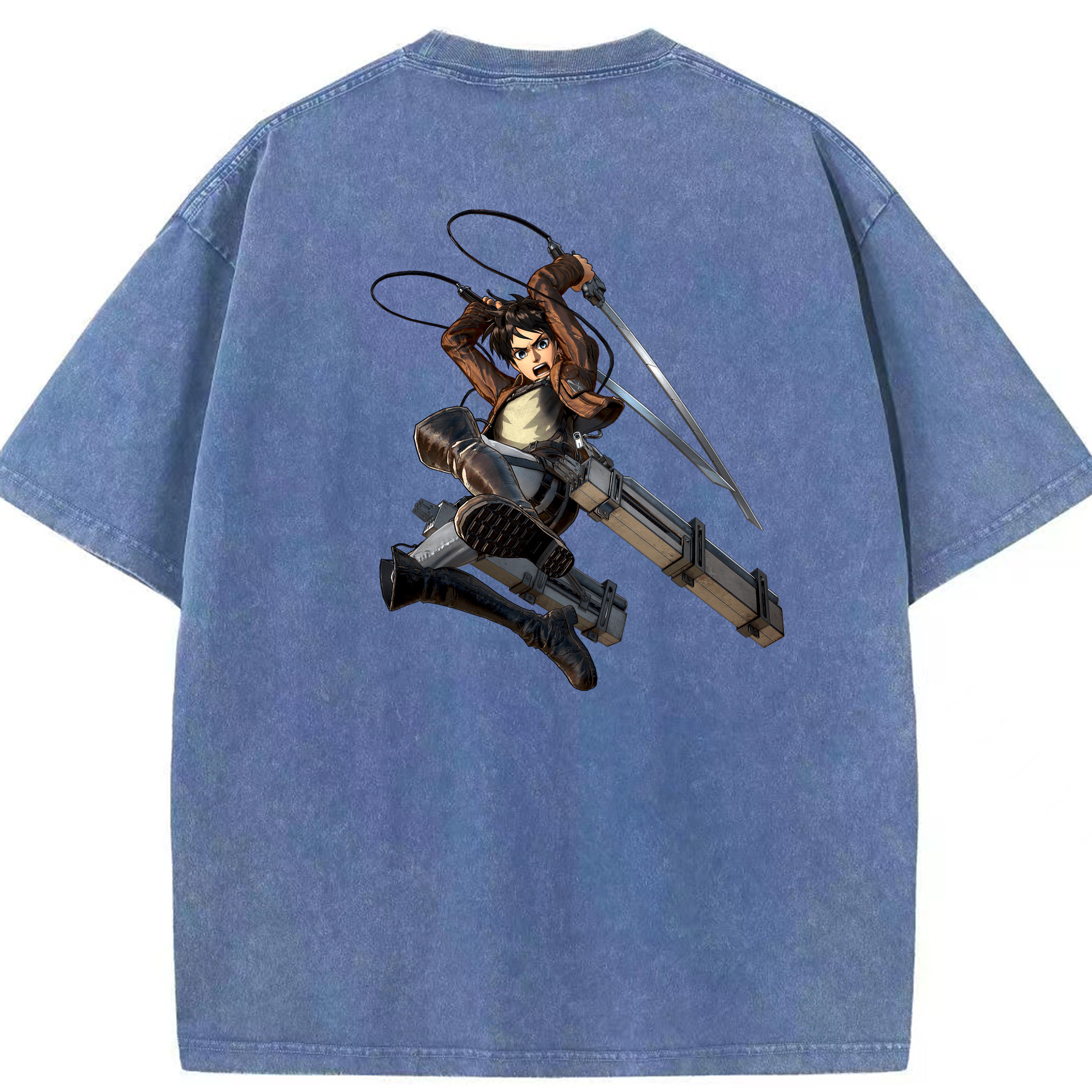 （画像用） 進撃の巨人 エレン･イェーガー Attack on Titan Eren Jäger 綿100% ヴィンテージ風 半袖Tシャツ（背面プリント）