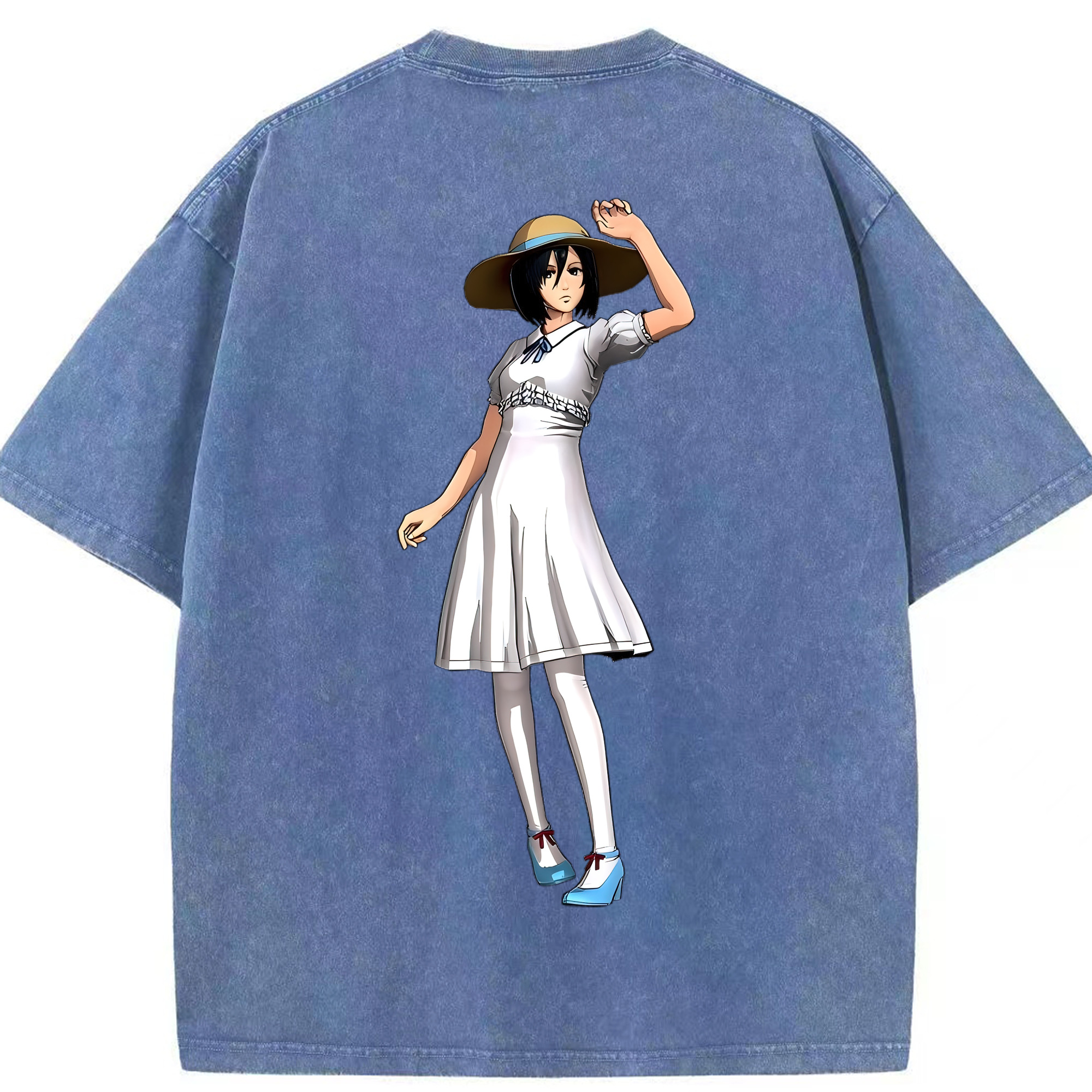 （画像用） 進撃の巨人 ミカサ·アッカーマン Attack on Titan Mikasa Ackerman 綿100% ヴィンテージ風 半袖Tシャツ（背面プリント）