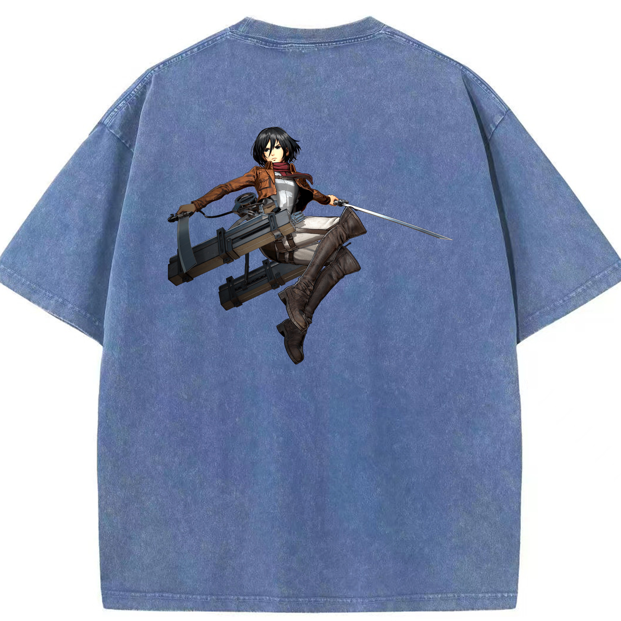 （画像用） 進撃の巨人 ミカサ·アッカーマン Attack on Titan Mikasa Ackerman 綿100% ヴィンテージ風 半袖Tシャツ（背面プリント）
