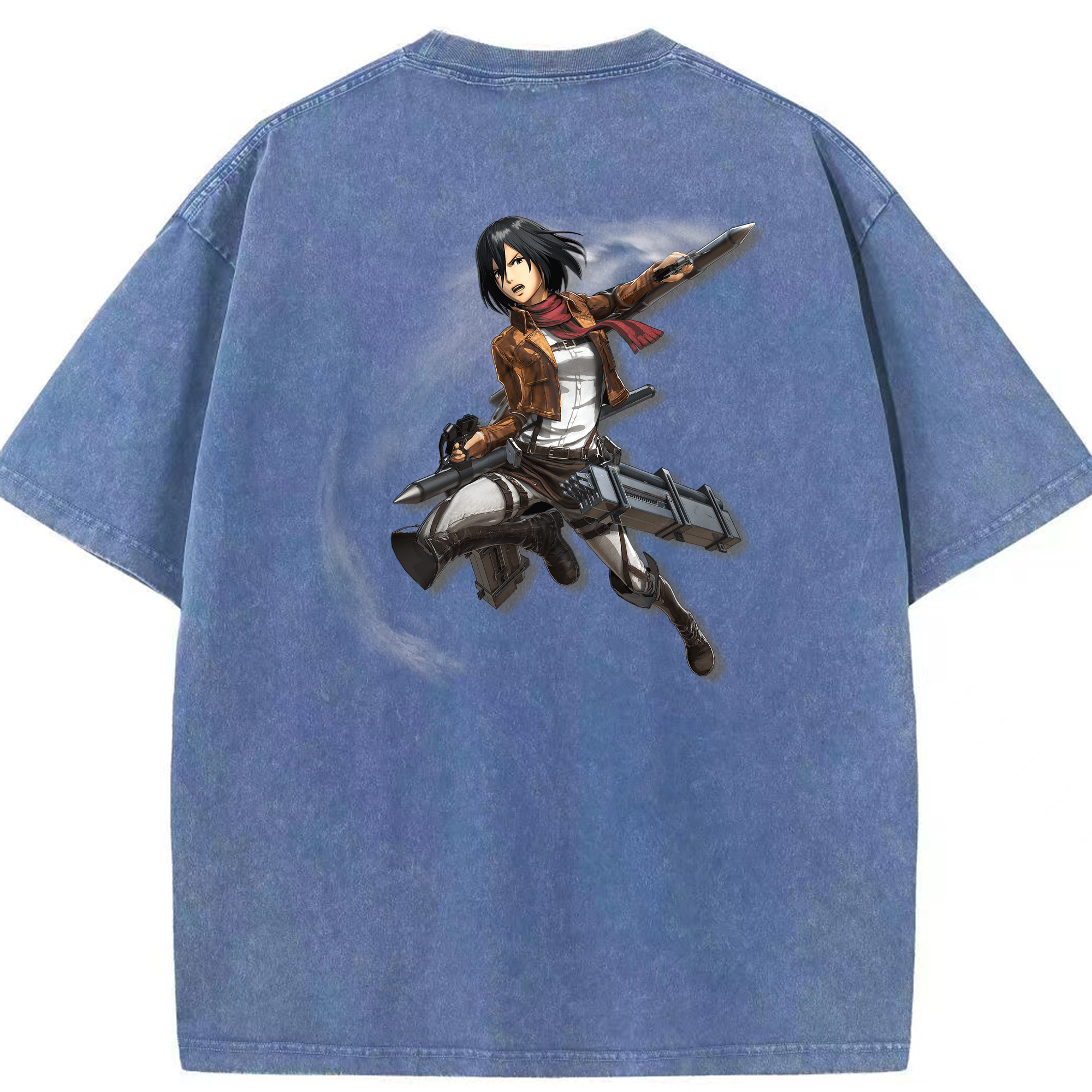 （画像用） 進撃の巨人 ミカサ·アッカーマン Attack on Titan Mikasa Ackerman 綿100% ヴィンテージ風 半袖Tシャツ（背面プリント）