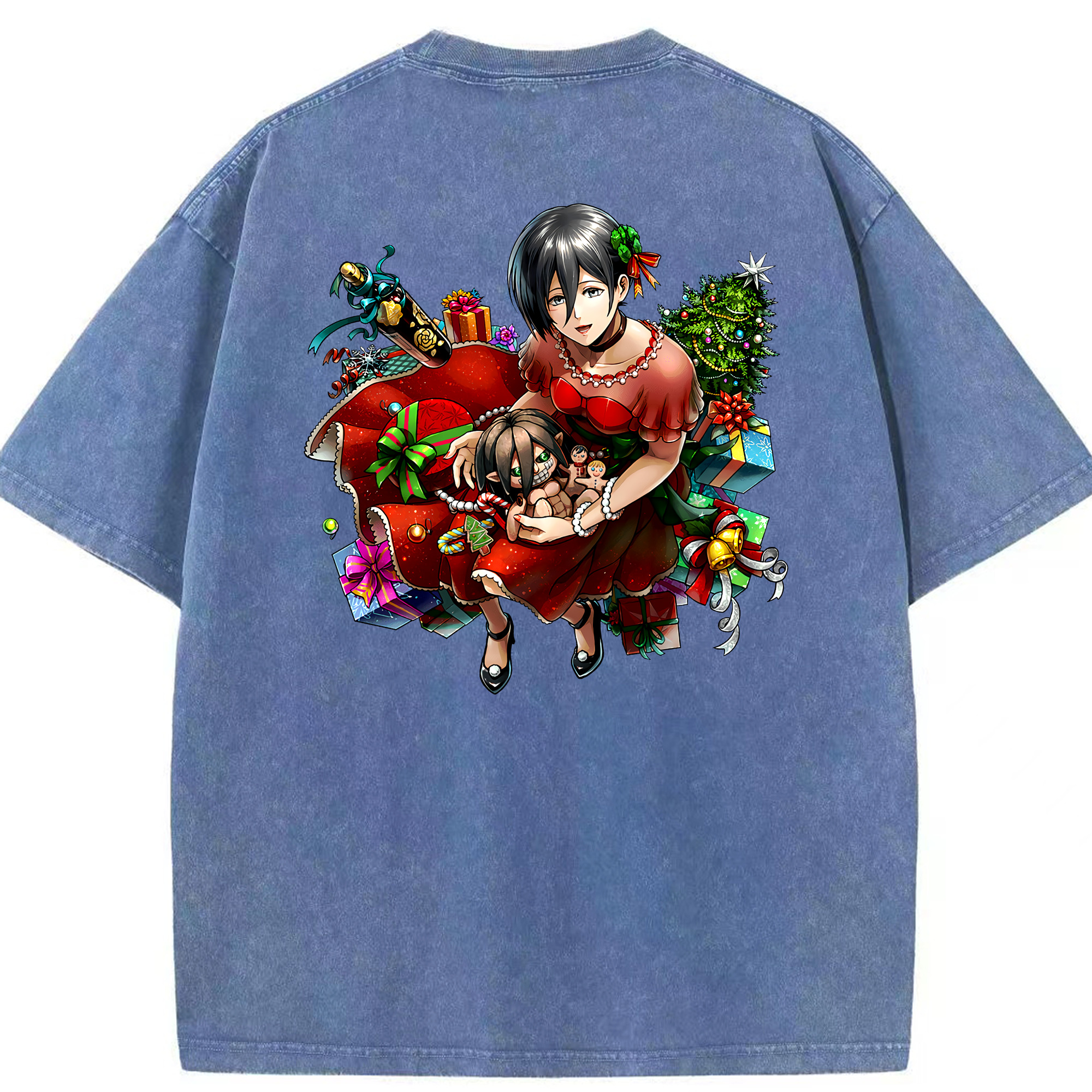 （画像用） 進撃の巨人 ミカサ·アッカーマン Attack on Titan Mikasa Ackerman 綿100% ヴィンテージ風 半袖Tシャツ（背面プリント）