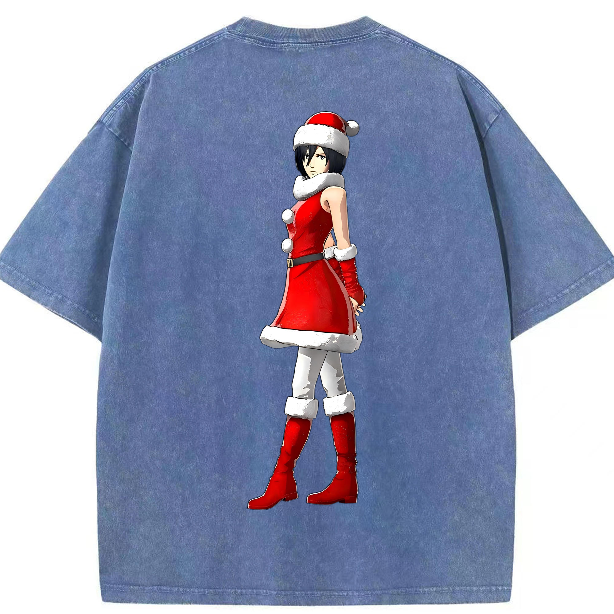 （画像用） 進撃の巨人 ミカサ·アッカーマン Attack on Titan Mikasa Ackerman 綿100% ヴィンテージ風 半袖Tシャツ（背面プリント）