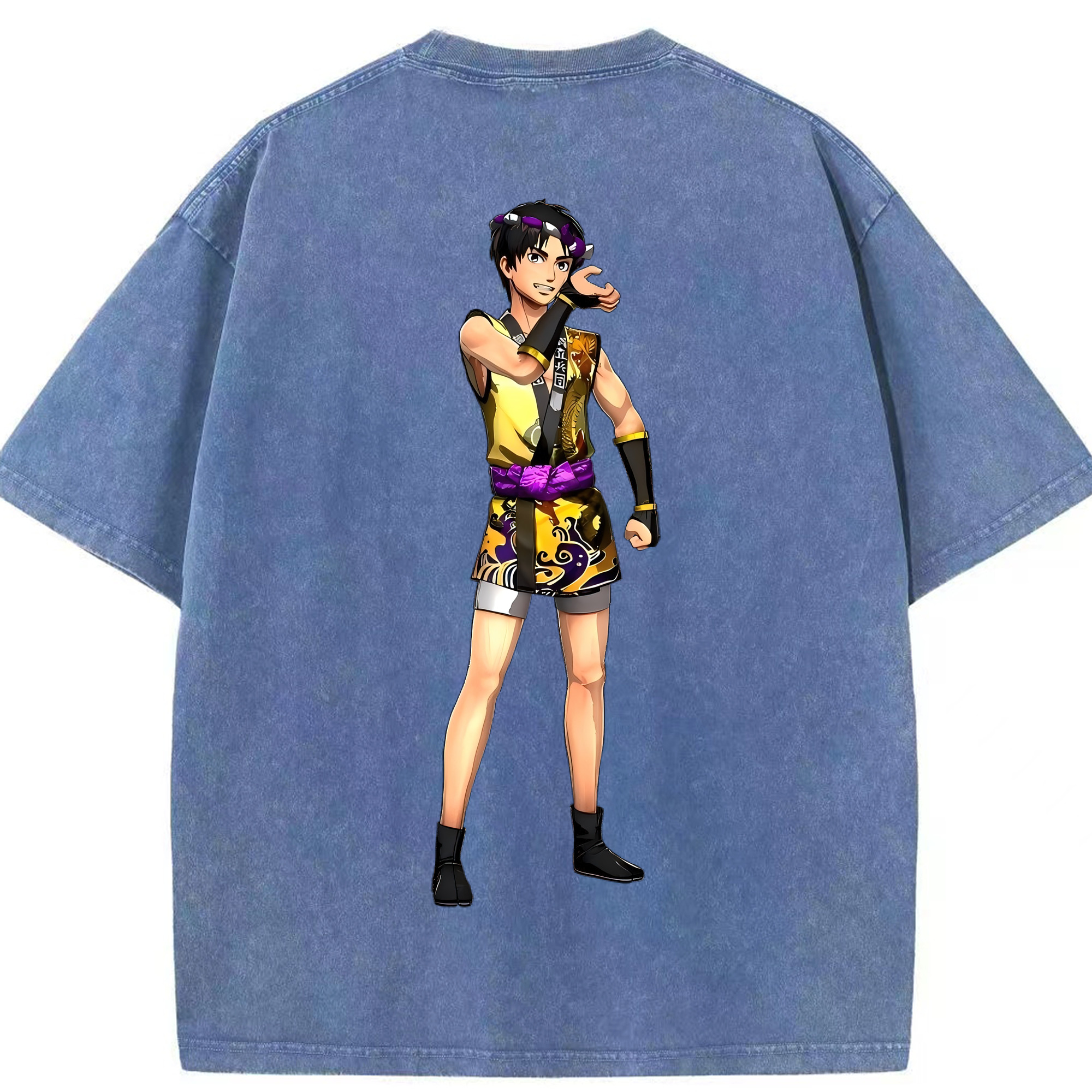 （画像用） 進撃の巨人 リヴァイ·アッカーマン Attack on Titan Levi Ackerman 綿100% ヴィンテージ風 半袖Tシャツ（背面プリント）