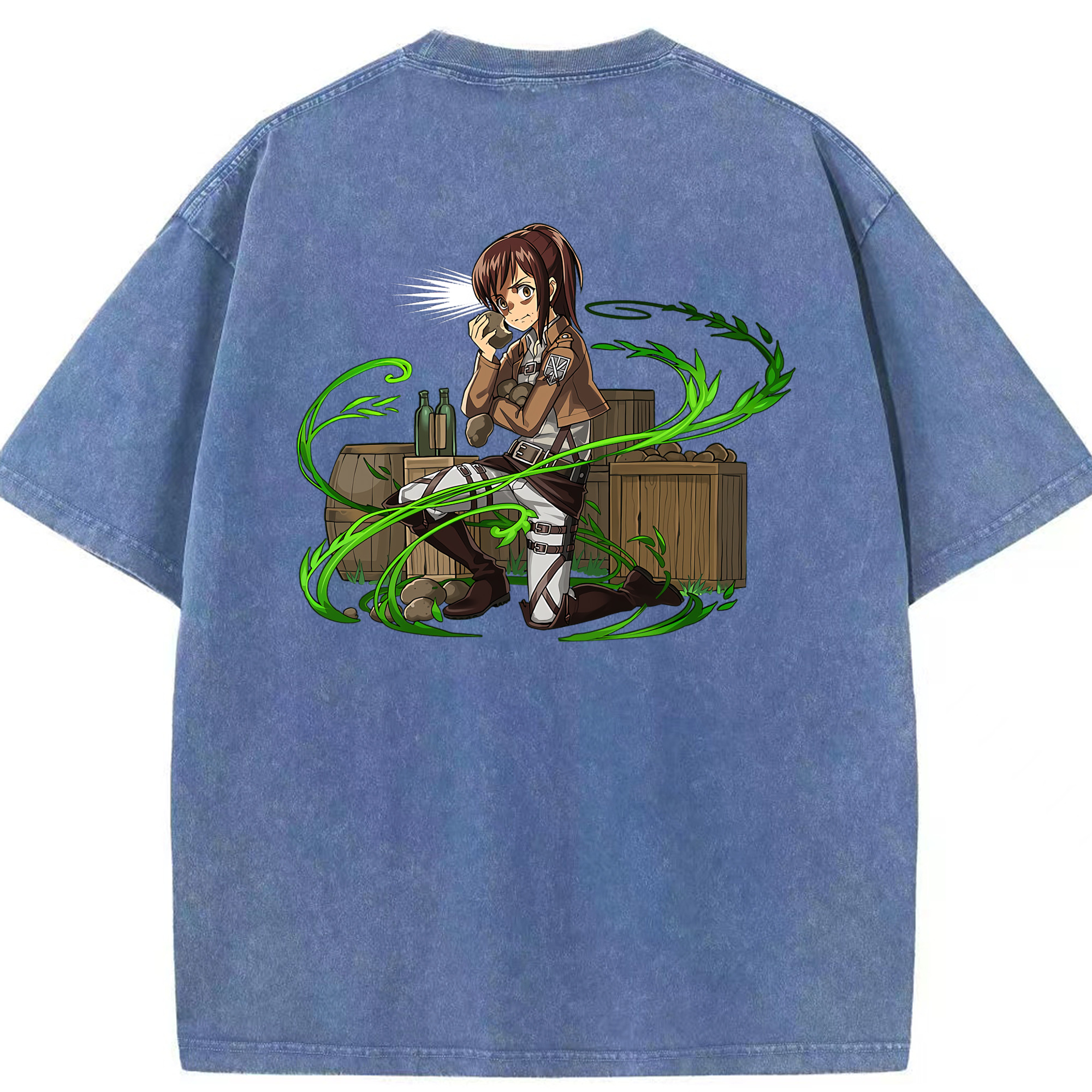 （画像用） 進撃の巨人 サシャ·ブラウス Attack on Titan Sasha Blaus 綿100% ヴィンテージ風 半袖Tシャツ（背面プリント）