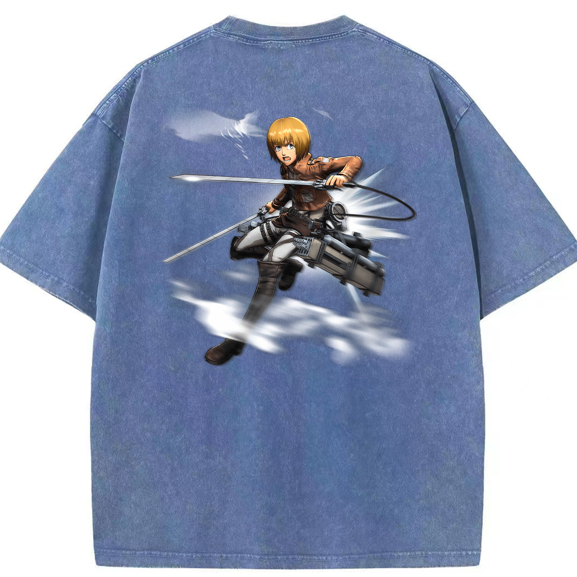 （画像用） 進撃の巨人 アルミン·アルレルト Attack on Titan Armin Arlert 綿100% ヴィンテージ風 半袖Tシャツ（背面プリント）