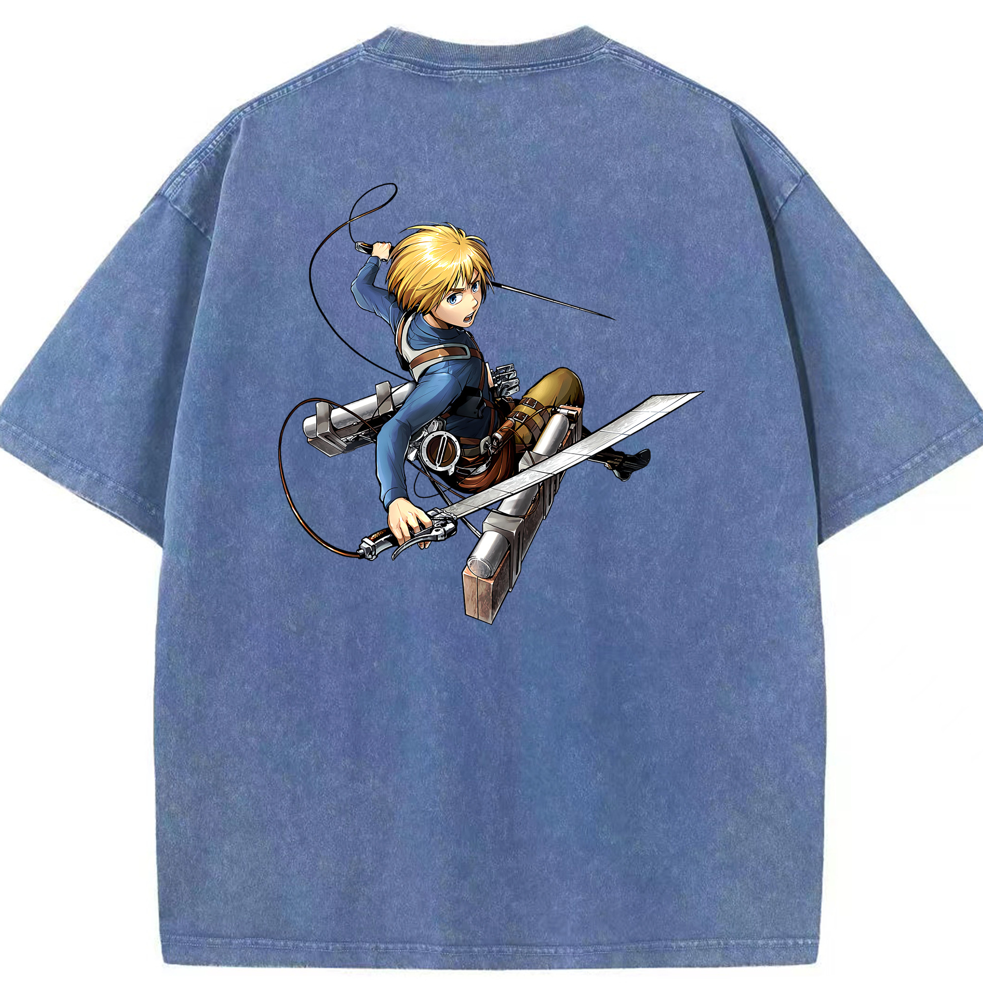 （画像用） 進撃の巨人 アルミン·アルレルト Attack on Titan Armin Arlert 綿100% ヴィンテージ風 半袖Tシャツ（背面プリント）