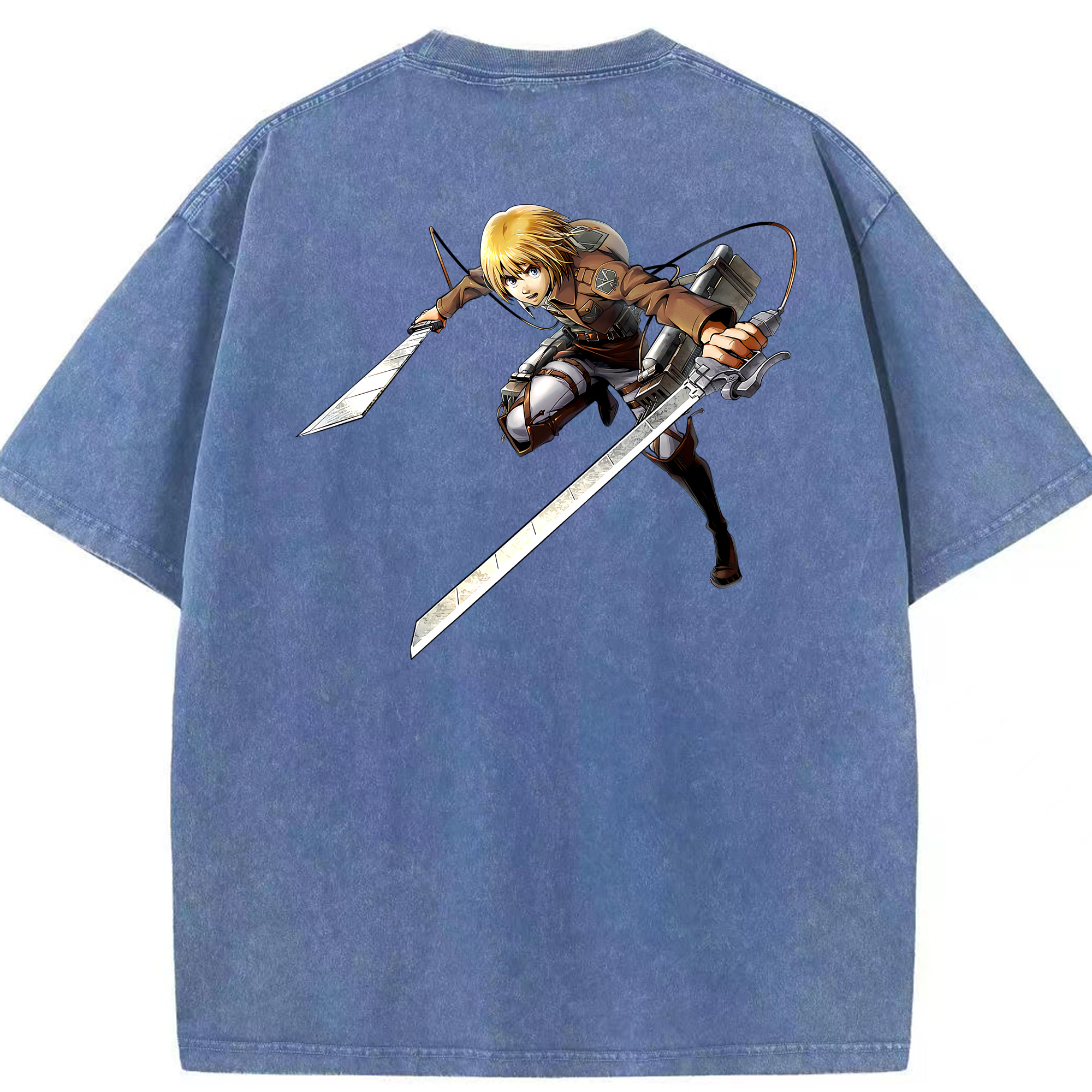 （画像用） 進撃の巨人 アルミン·アルレルト Attack on Titan Armin Arlert 綿100% ヴィンテージ風 半袖Tシャツ（背面プリント）