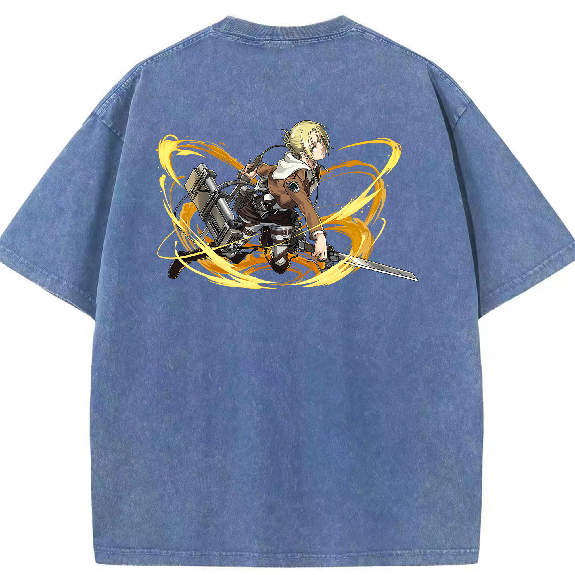 （画像用） 進撃の巨人 アニ・レオンハート Attack on Titan Annie Leonhart 綿100% ヴィンテージ風 半袖Tシャツ（背面プリント）