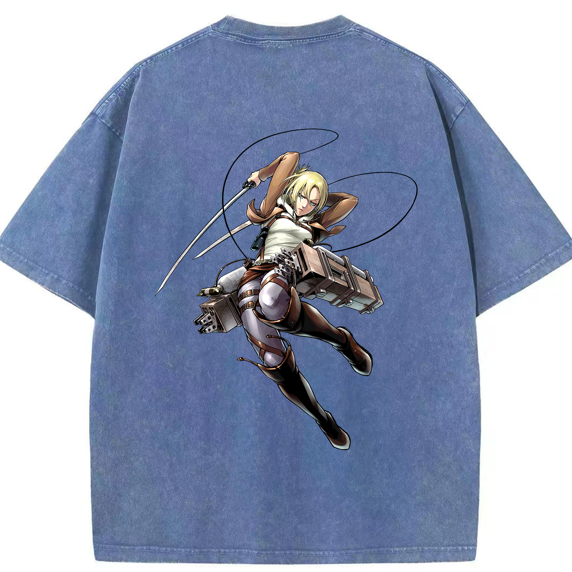（画像用） 進撃の巨人 アニ・レオンハート Attack on Titan Annie Leonhart 綿100% ヴィンテージ風 半袖Tシャツ（背面プリント）