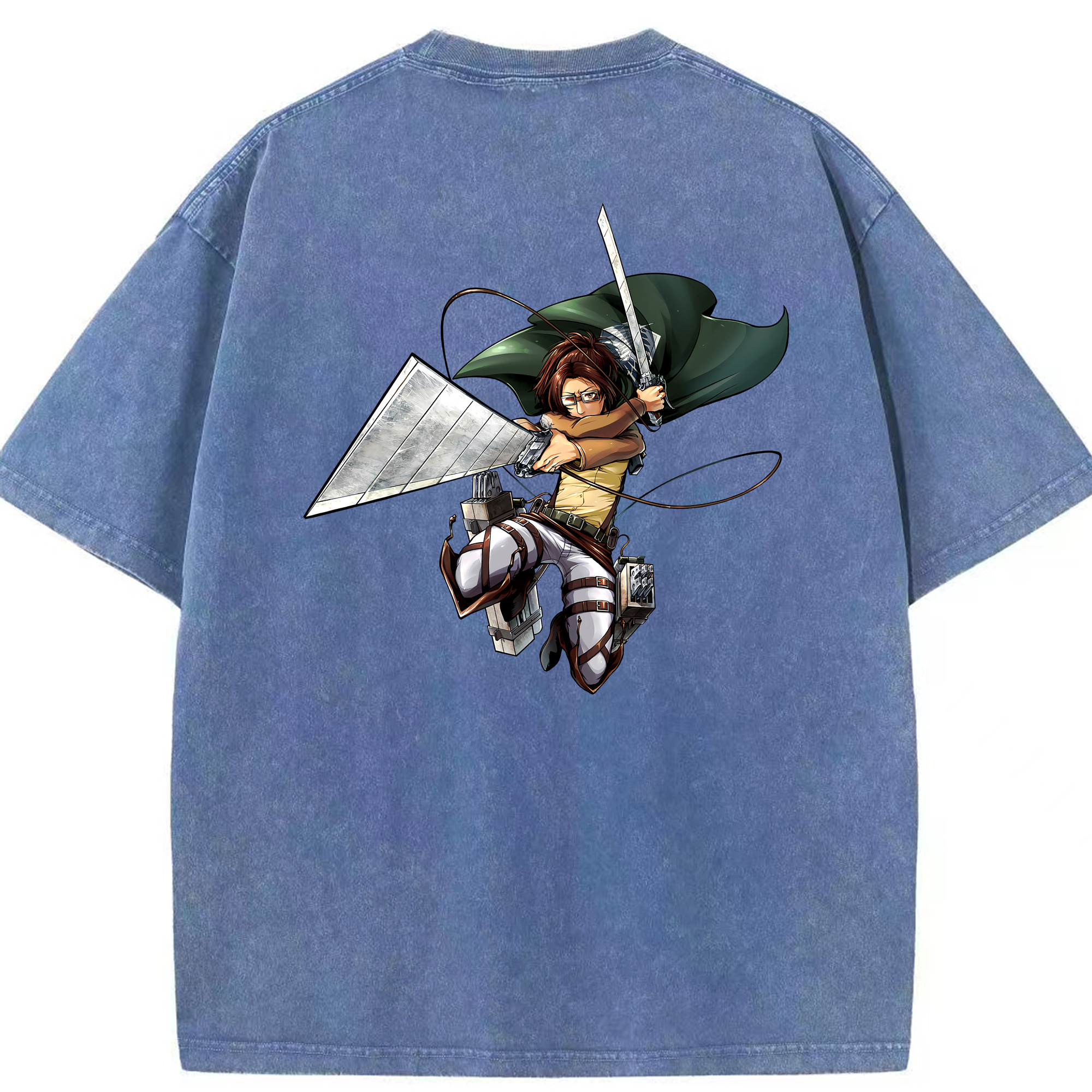 （画像用） 進撃の巨人 ハンジ·ゾエ Attack on Titan Hanji Zoe 綿100% ヴィンテージ風 半袖Tシャツ（背面プリント）