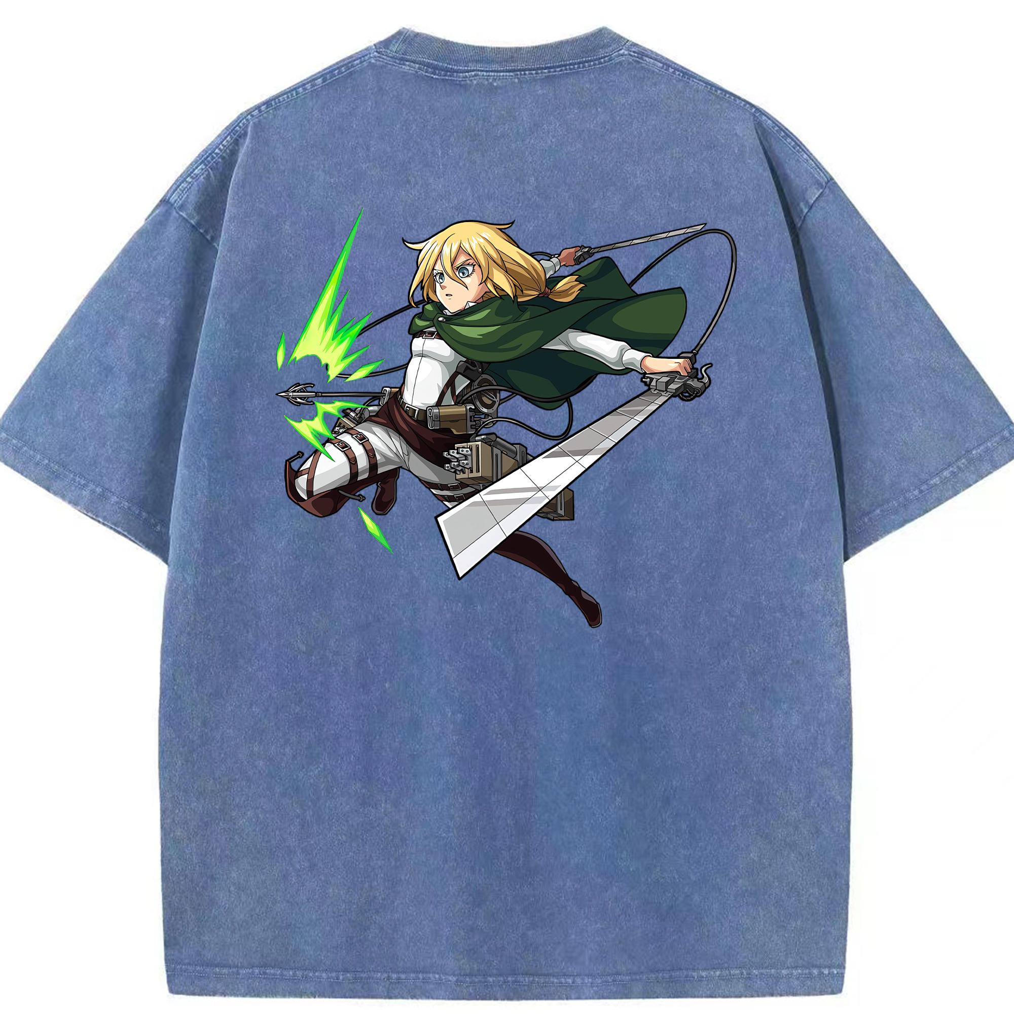 （画像用） 進撃の巨人 クリスタ·レンズ Attack on Titan Christa Lenz 綿100% ヴィンテージ風 半袖Tシャツ（背面プリント）