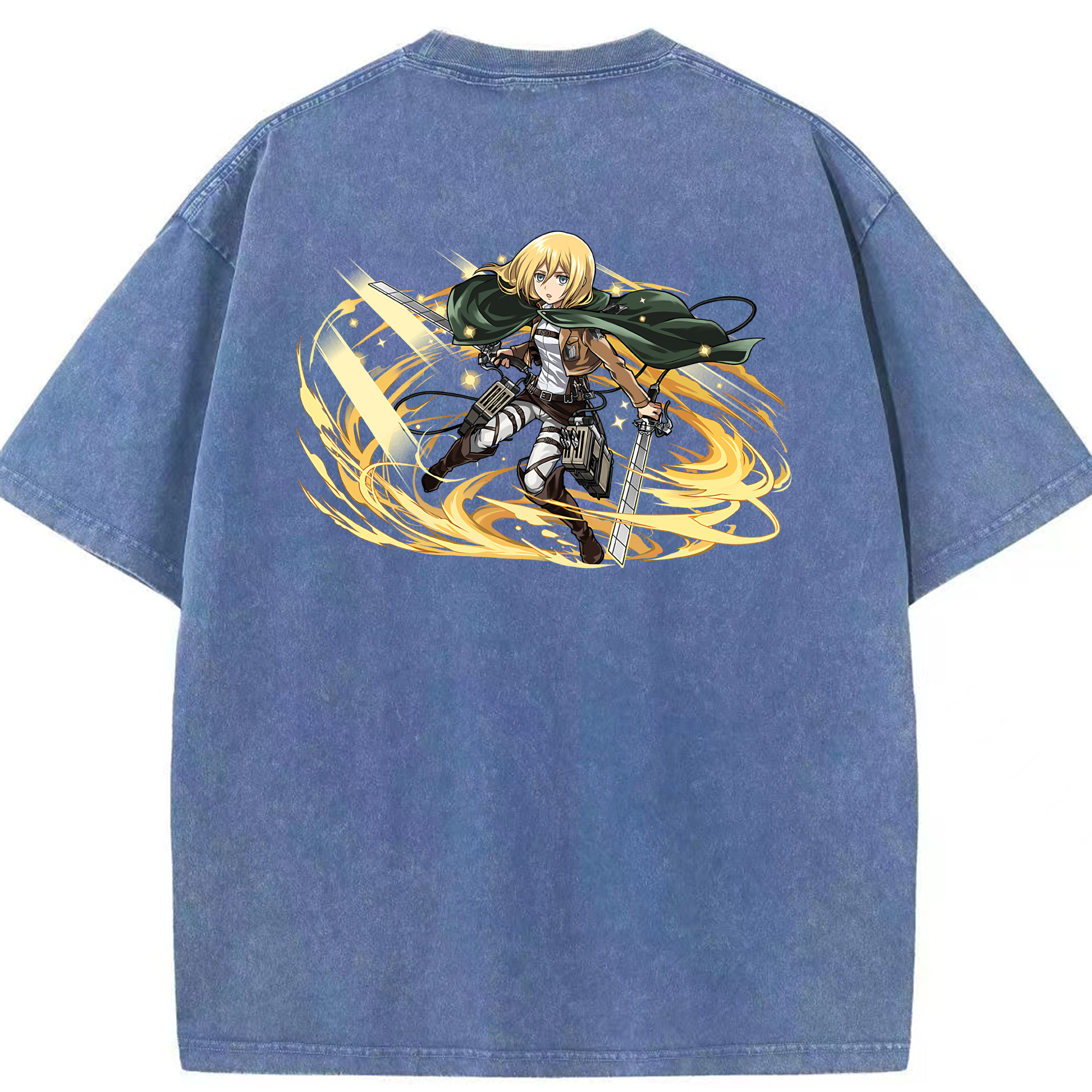 （画像用） 進撃の巨人 クリスタ·レンズ Attack on Titan Christa Lenz 綿100% ヴィンテージ風 半袖Tシャツ（背面プリント）