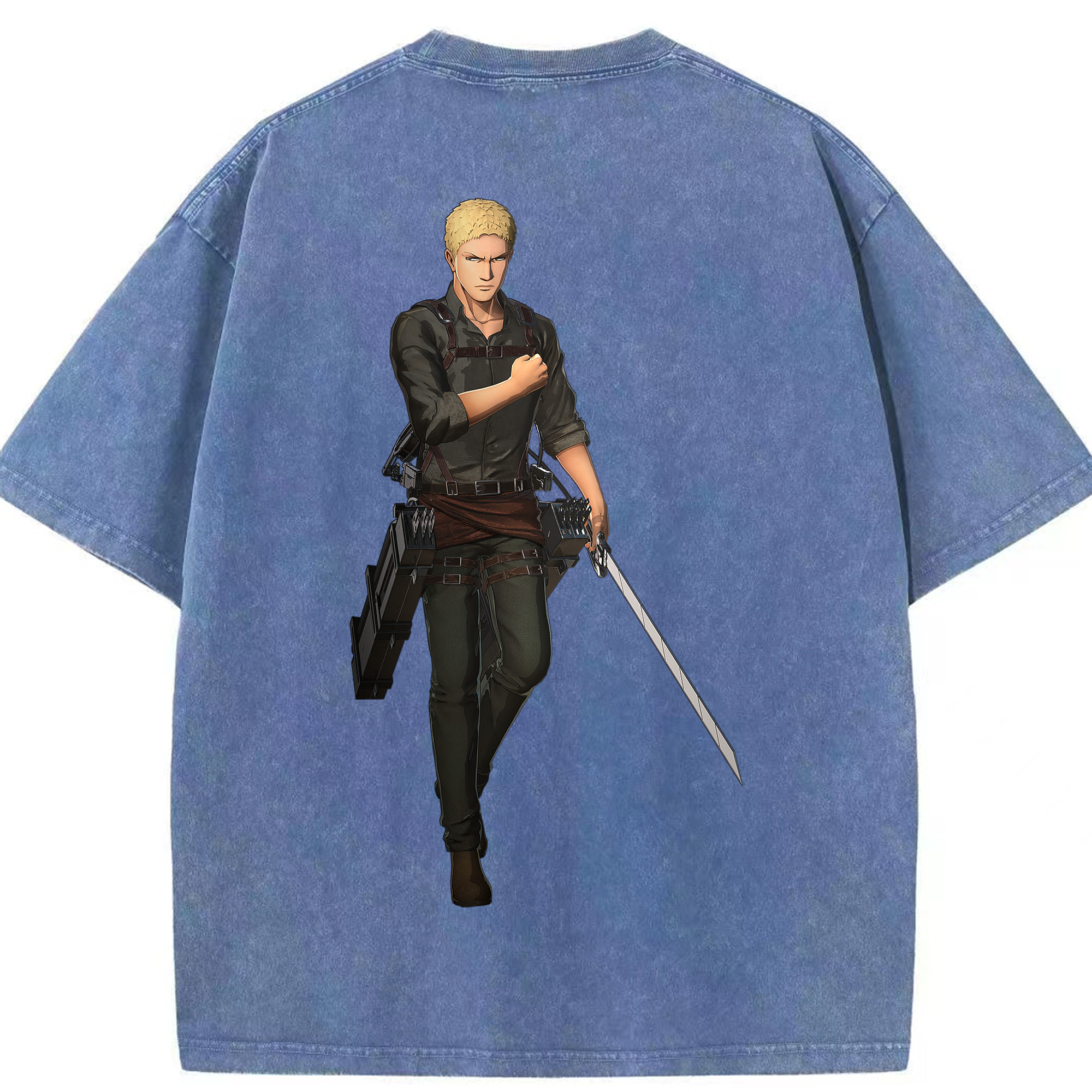 （画像用） 進撃の巨人 ライナー・ブラウン Attack on Titan Reiner Braun 綿100% ヴィンテージ風 半袖Tシャツ（背面プリント）