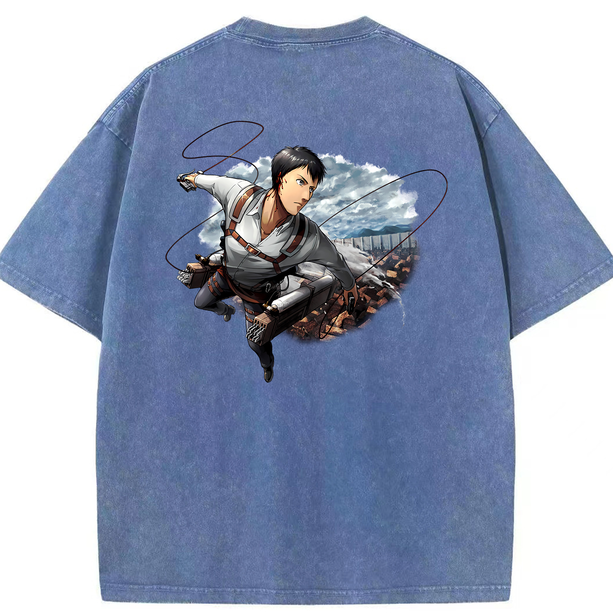 （画像用） 進撃の巨人 ベルトルト・フーバー Attack on Titan Bertholdt Hoover 綿100% ヴィンテージ風 半袖Tシャツ（背面プリント）