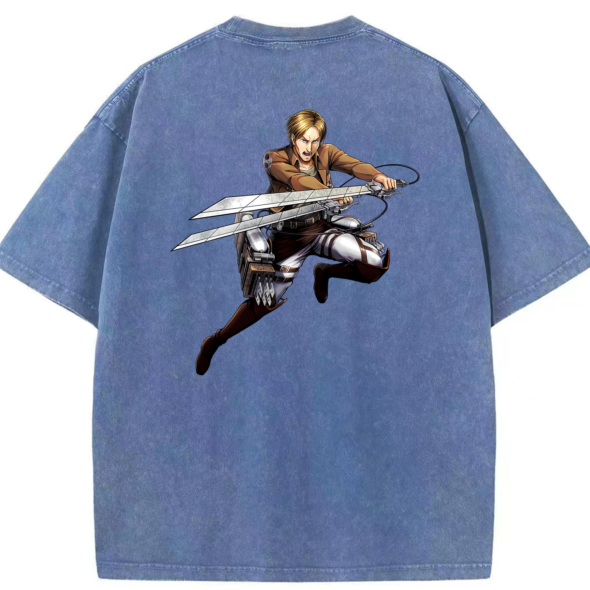 （画像用） 進撃の巨人 Attack on Titan 綿100% ヴィンテージ風 半袖Tシャツ（背面プリント）