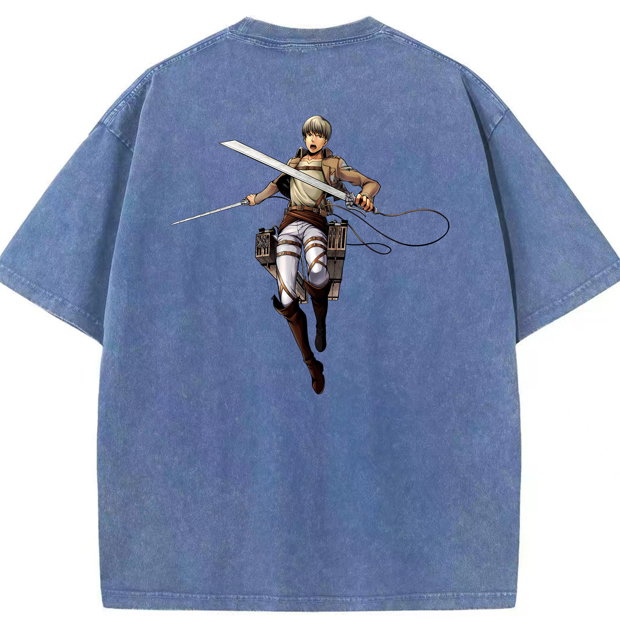 （画像用） 進撃の巨人 Attack on Titan 綿100% ヴィンテージ風 半袖Tシャツ（背面プリント）