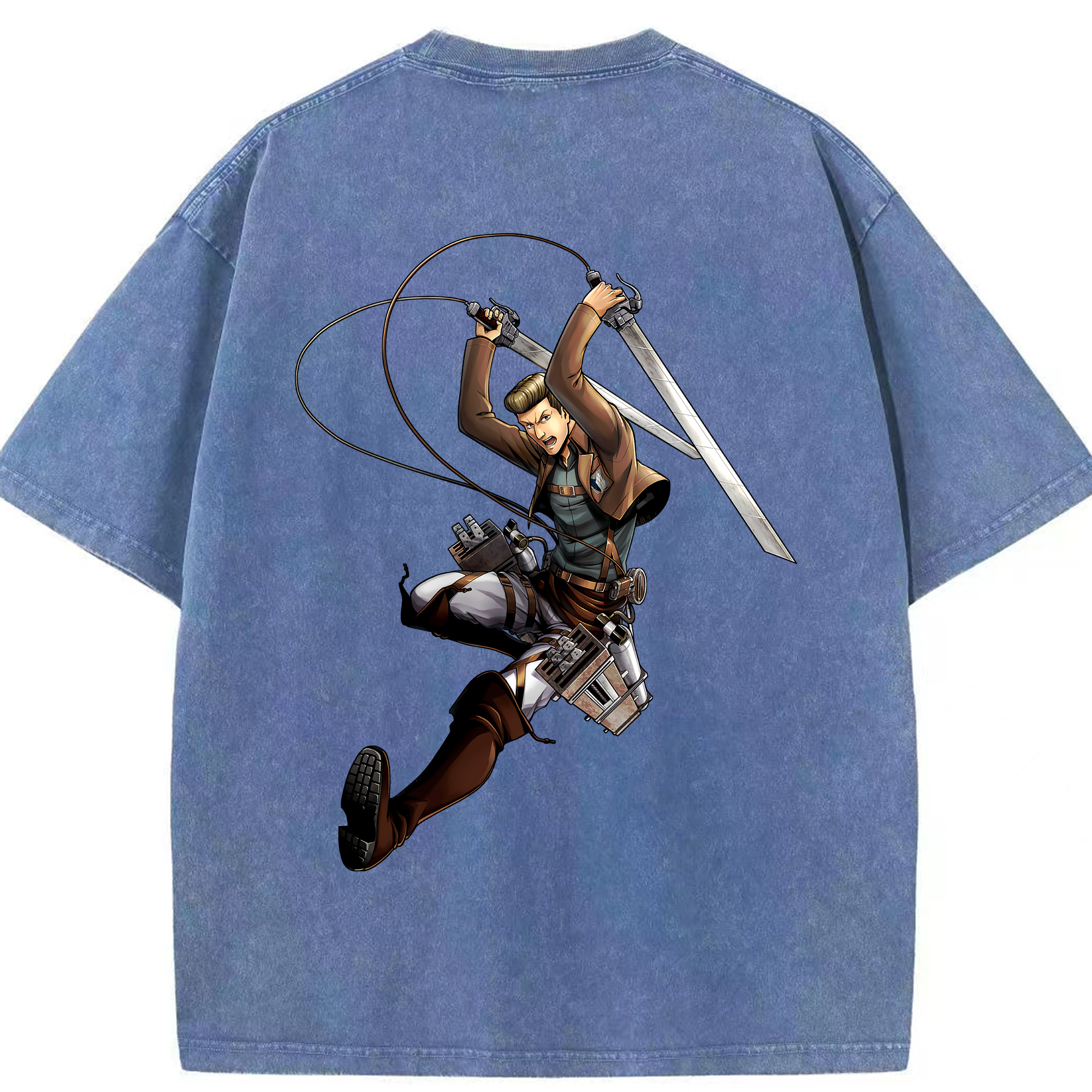 （画像用） 進撃の巨人 Attack on Titan 綿100% ヴィンテージ風 半袖Tシャツ（背面プリント）
