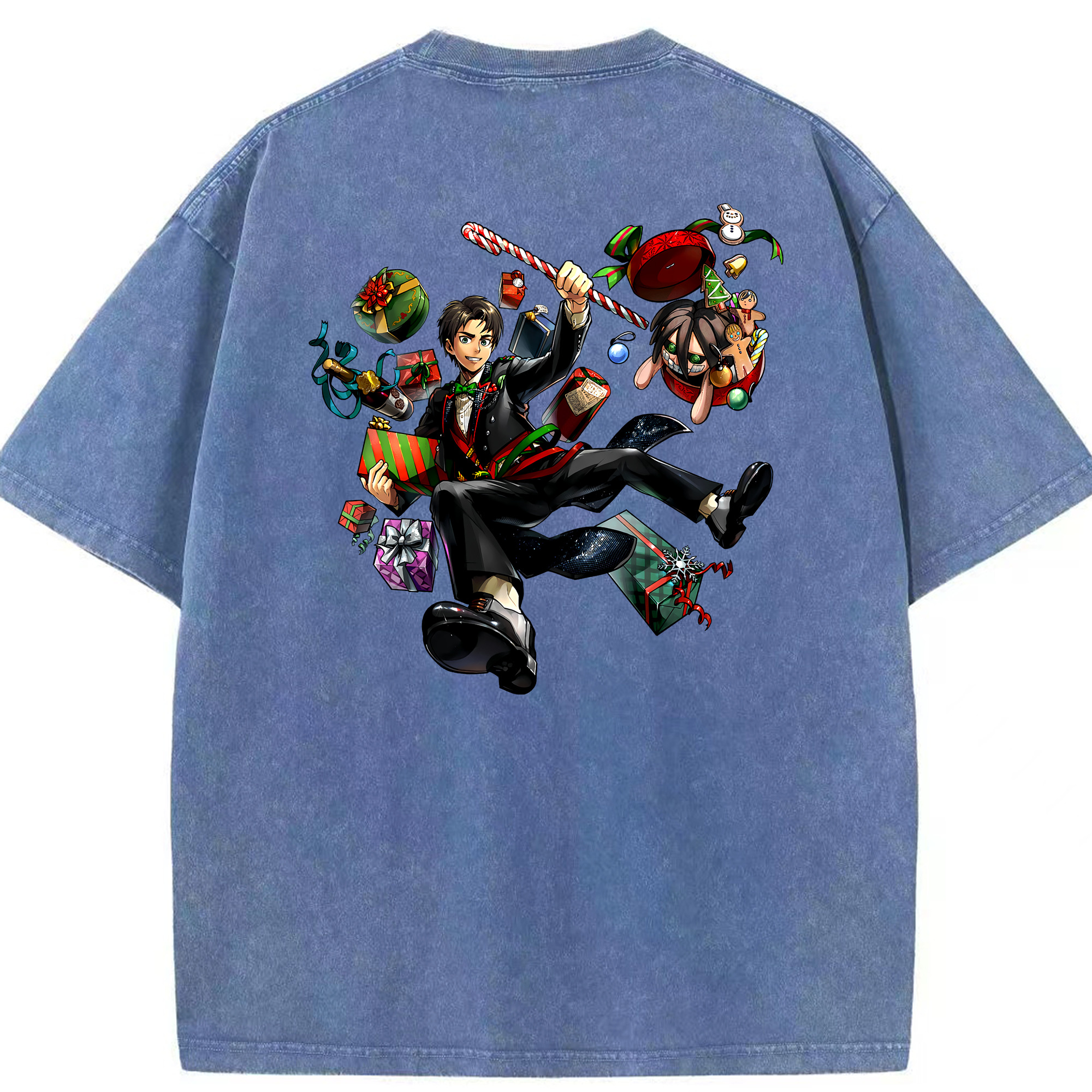 （画像用） 進撃の巨人 エレン･イェーガー Attack on Titan Eren Jäger 綿100% ヴィンテージ風 半袖Tシャツ（背面プリント）