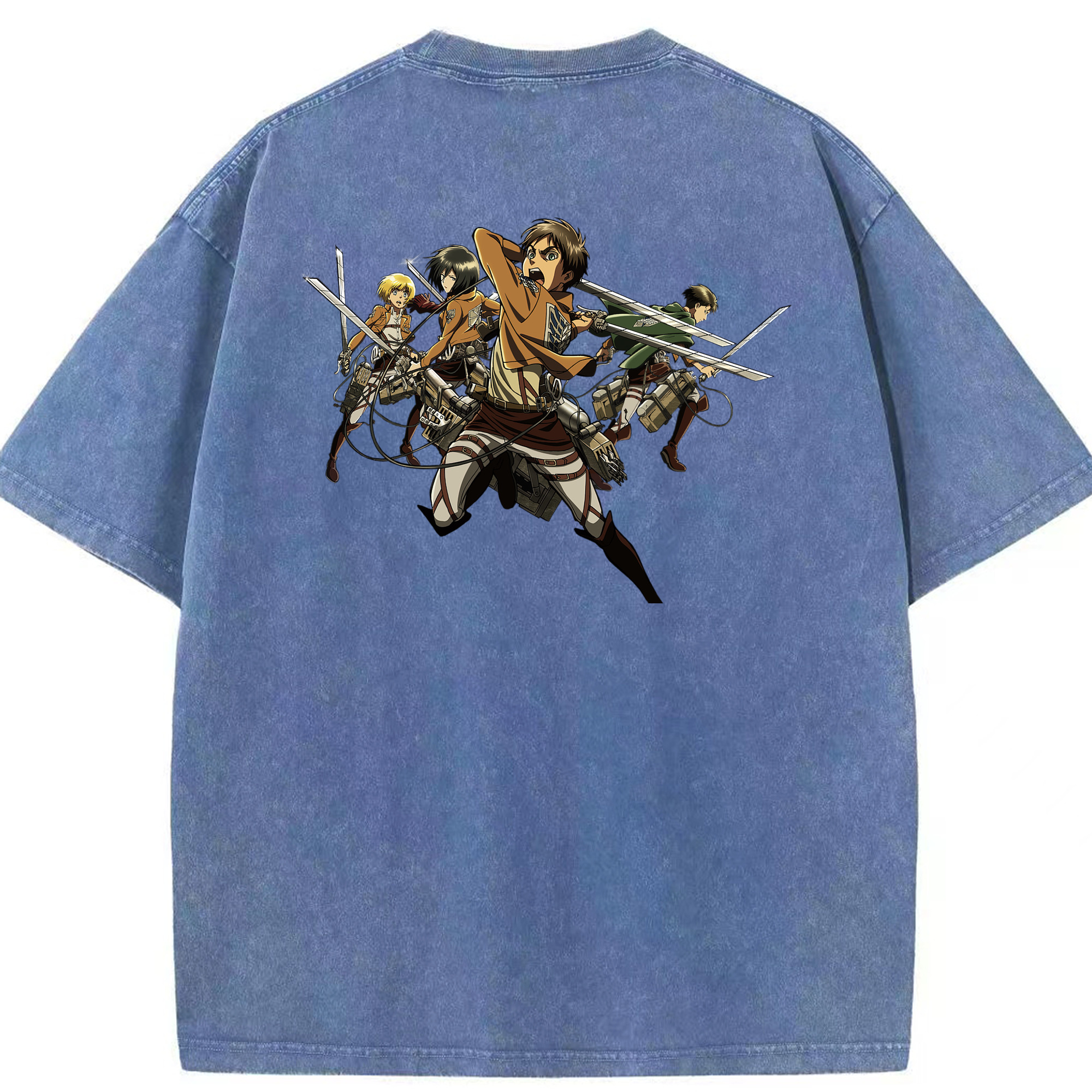 （画像用） 進撃の巨人 エレン･イェーガー Attack on Titan Eren Jäger 綿100% ヴィンテージ風 半袖Tシャツ（背面プリント）