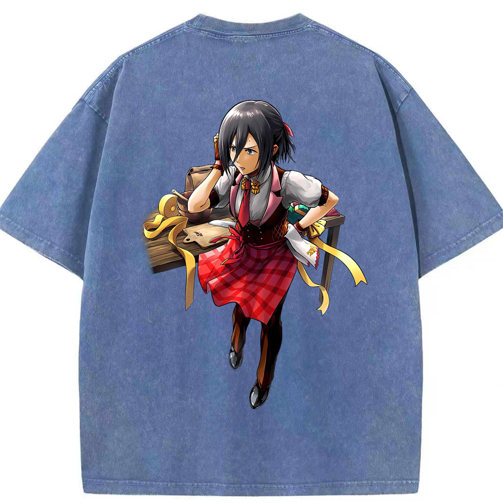 （画像用） 進撃の巨人 ミカサ·アッカーマン Attack on Titan Mikasa Ackerman 綿100% ヴィンテージ風 半袖Tシャツ（背面プリント）
