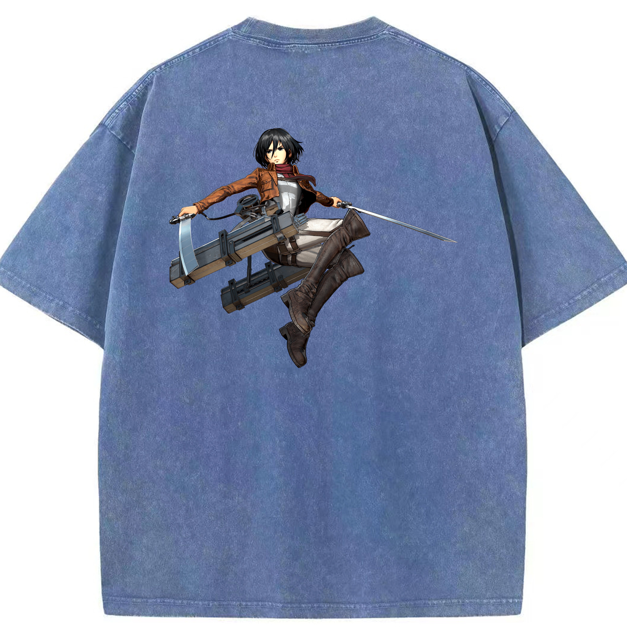 （画像用） 進撃の巨人 ミカサ·アッカーマン Attack on Titan Mikasa Ackerman 綿100% ヴィンテージ風 半袖Tシャツ（背面プリント）