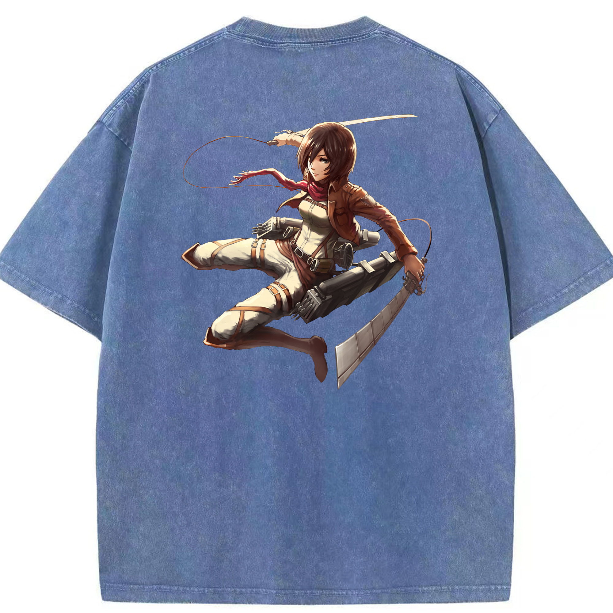 （画像用） 進撃の巨人 ミカサ·アッカーマン Attack on Titan Mikasa Ackerman 綿100% ヴィンテージ風 半袖Tシャツ（背面プリント）